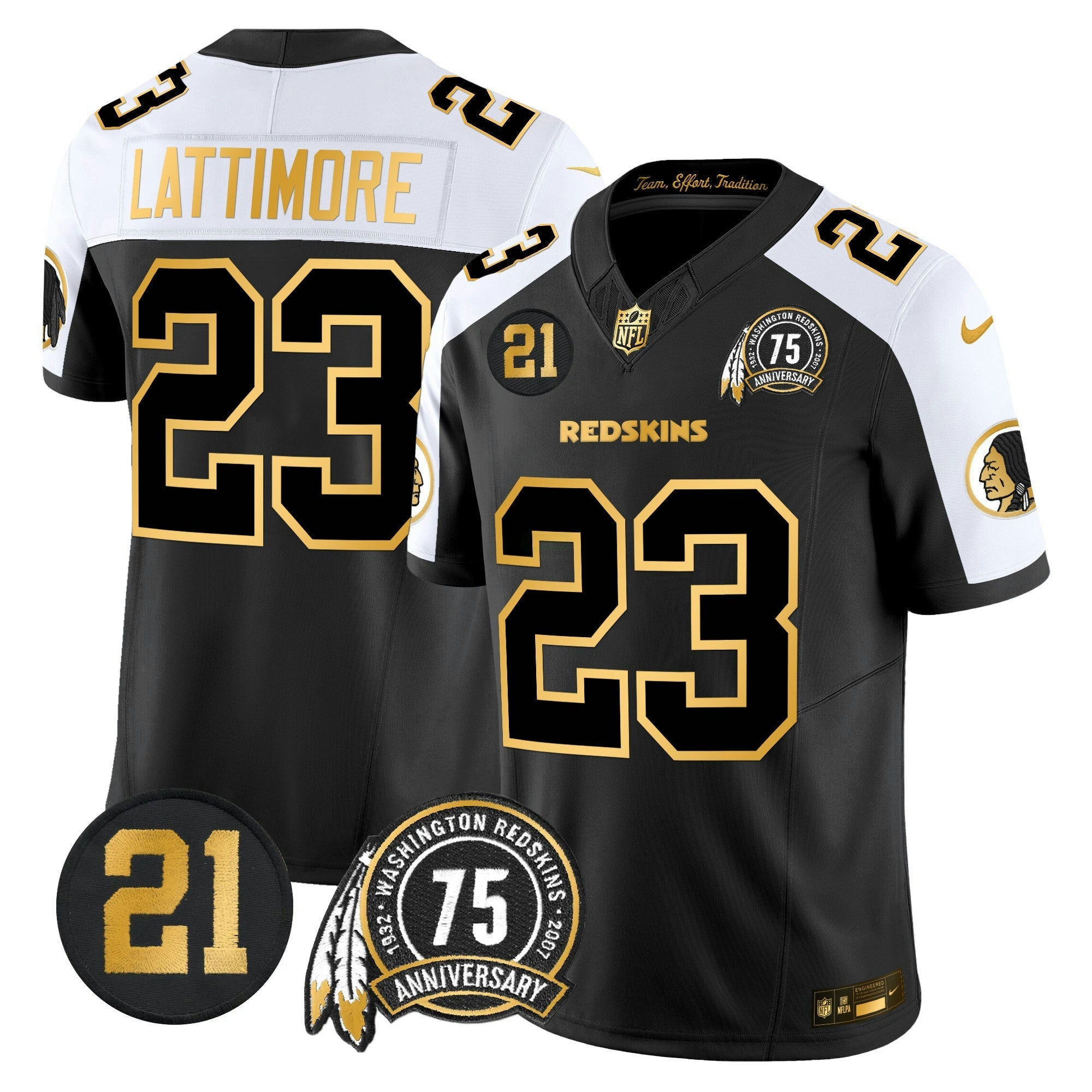Camisa NFL Men’s Washington Redskins 75th & Sean Taylor Patch Dourada Vapor Limited Jersey