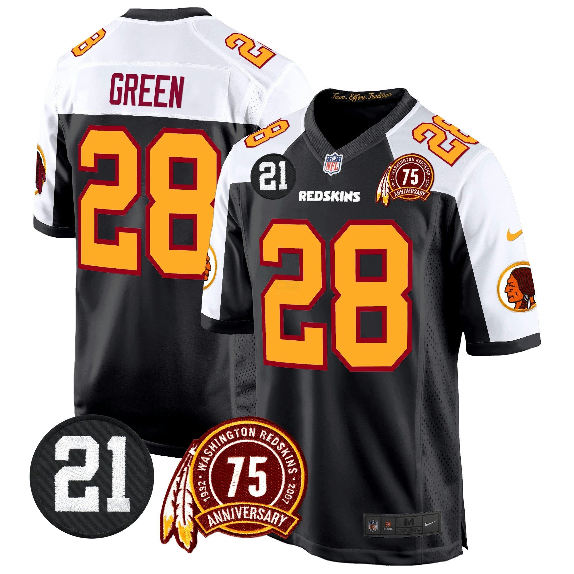 Camisa NFL Men’s Washington Redskins 75th & Sean Taylor Patch Game Jersey