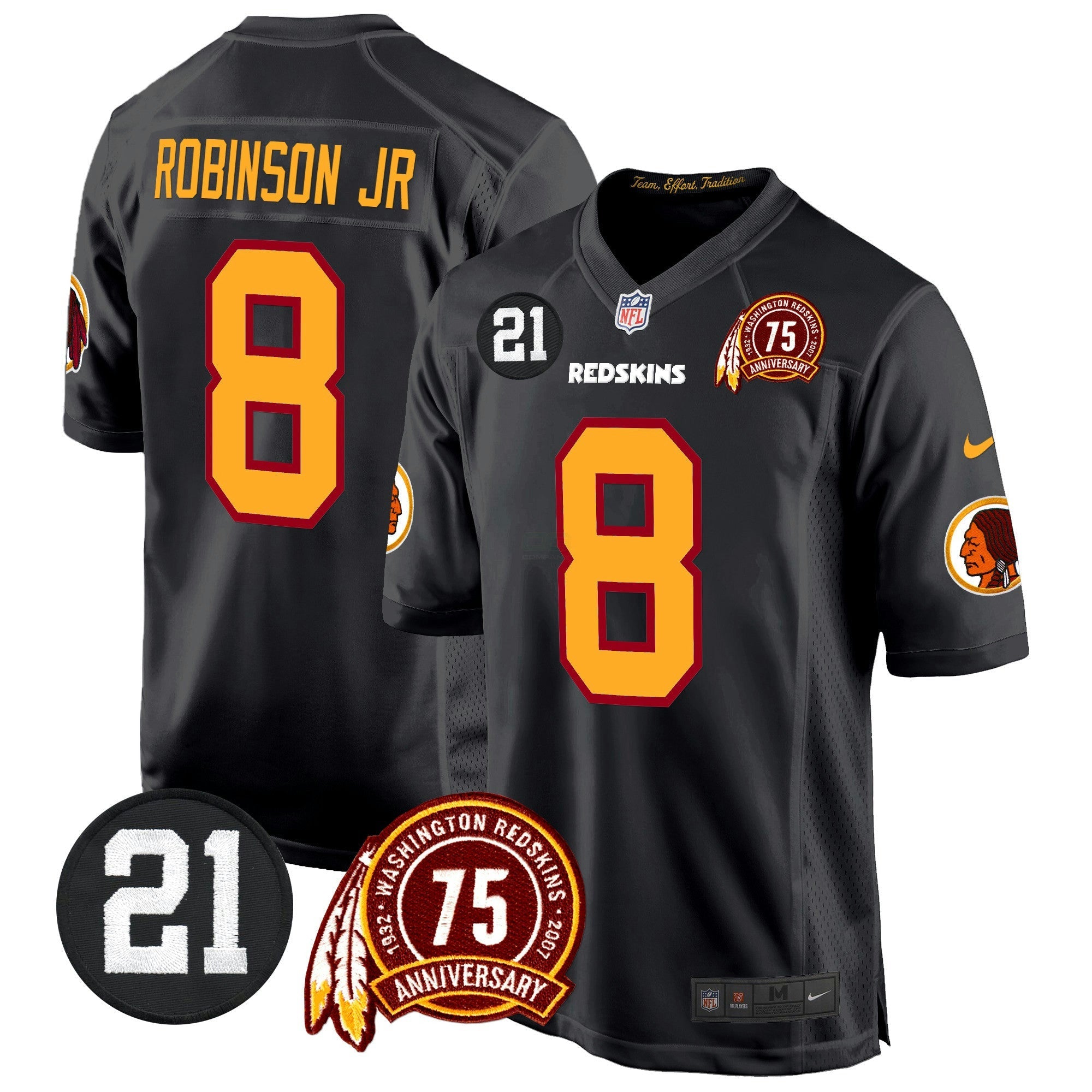 Camisa NFL Men’s Washington Redskins 75th & Sean Taylor Patch Game Jersey