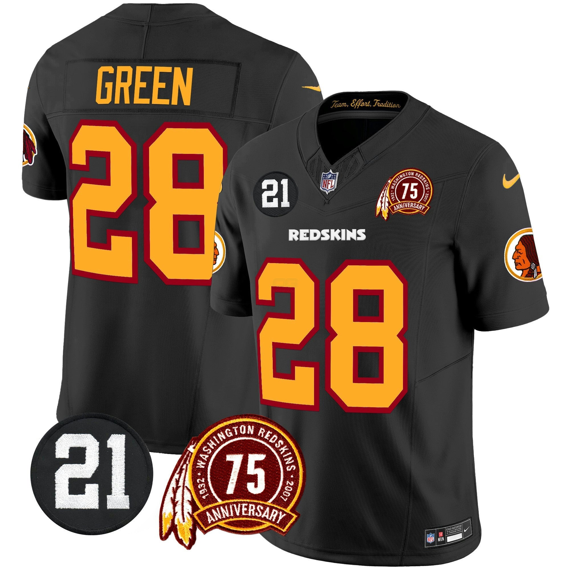 Camisa NFL Men’s Washington Redskins 75th & Sean Taylor Patch Vapor Limited Jersey