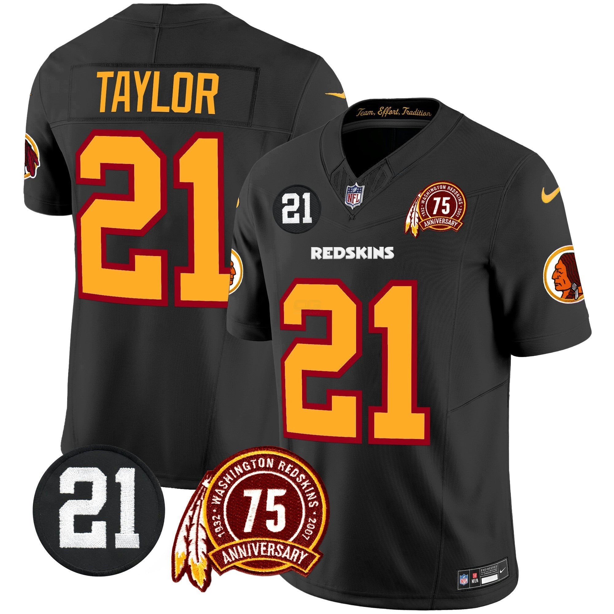 Camisa NFL Men’s Washington Redskins 75th & Sean Taylor Patch Vapor Limited Jersey