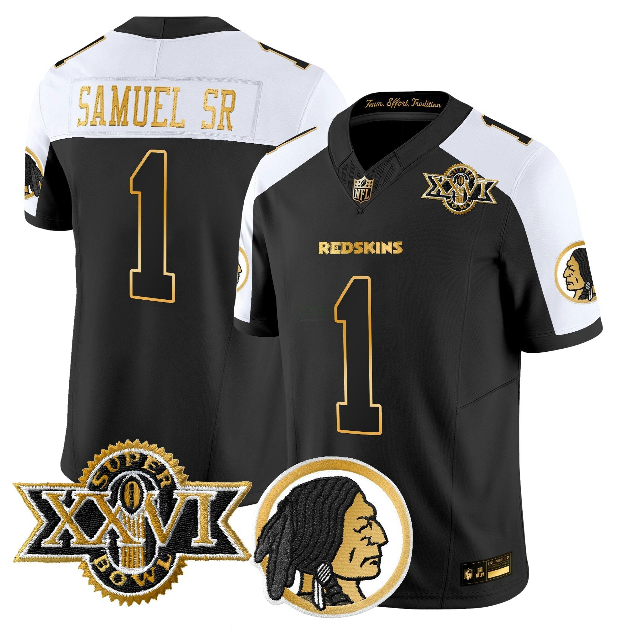 Camisa NFL Men’s Washington Redskins Throwback 1992 Super Bowl XXVI Patch Dourada Vapor Limited Jersey