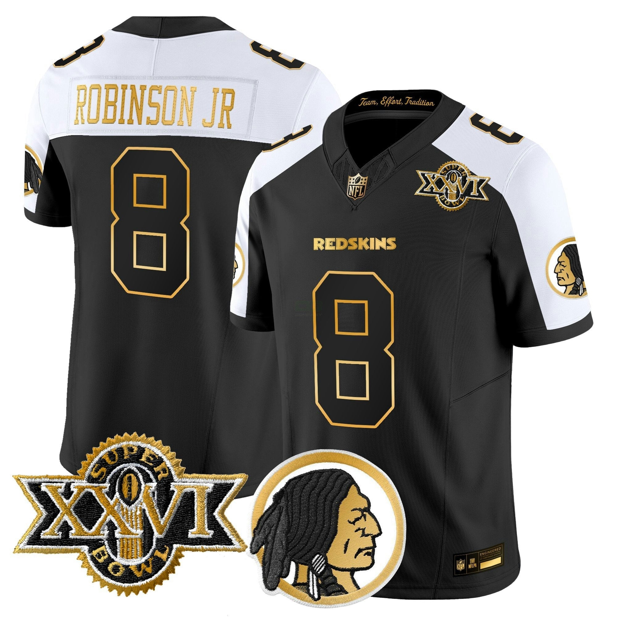 Camisa NFL Men’s Washington Redskins Throwback 1992 Super Bowl XXVI Patch Dourada Vapor Limited Jersey
