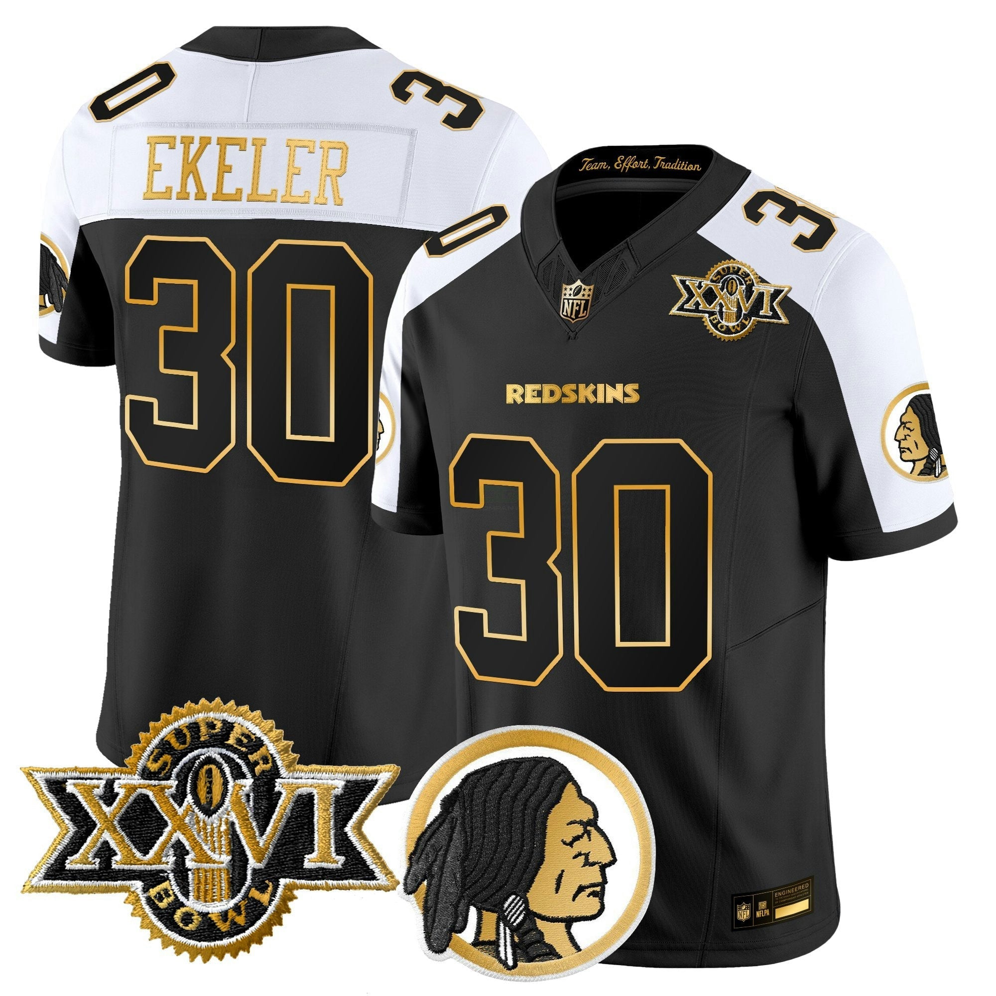 Camisa NFL Men’s Washington Redskins Throwback 1992 Super Bowl XXVI Patch Dourada Vapor Limited Jersey