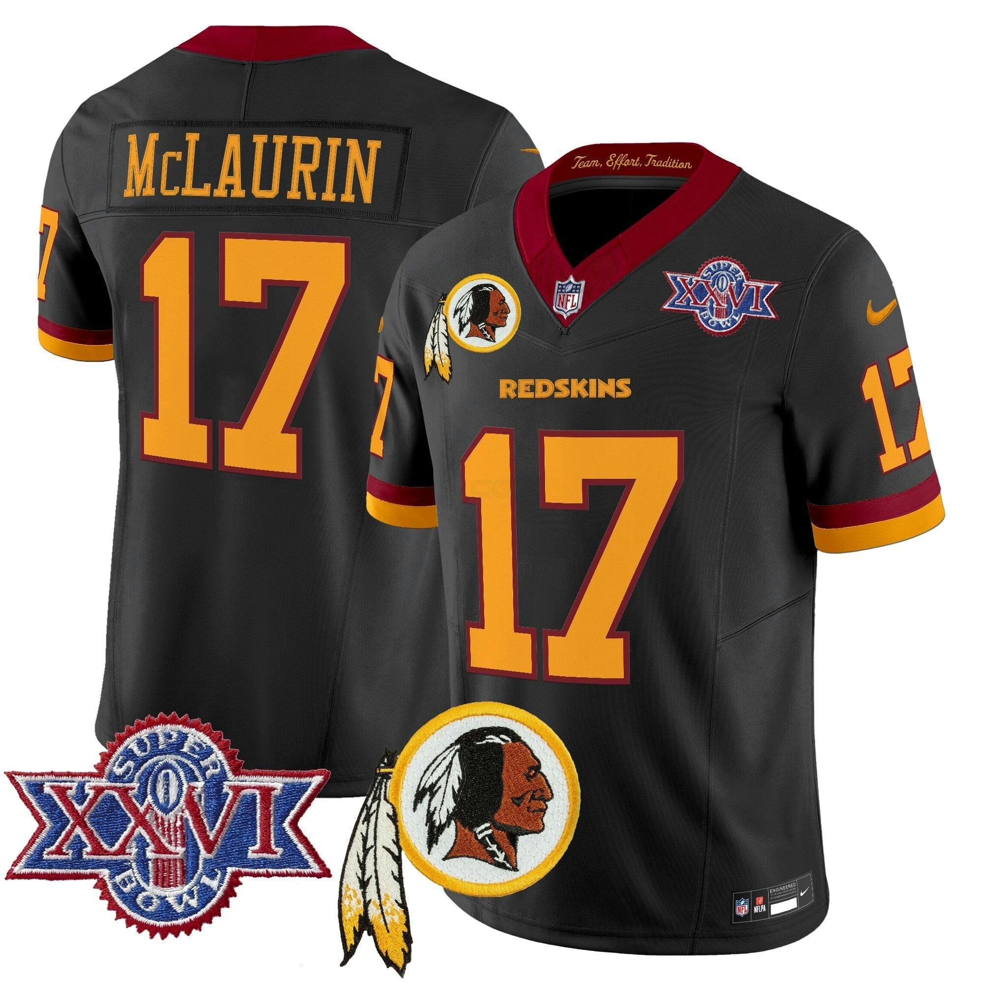 Camisa NFL Men’s Washington Redskins Throwback 1992 Super Bowl XXVI Patch Vapor Limited Jersey V3