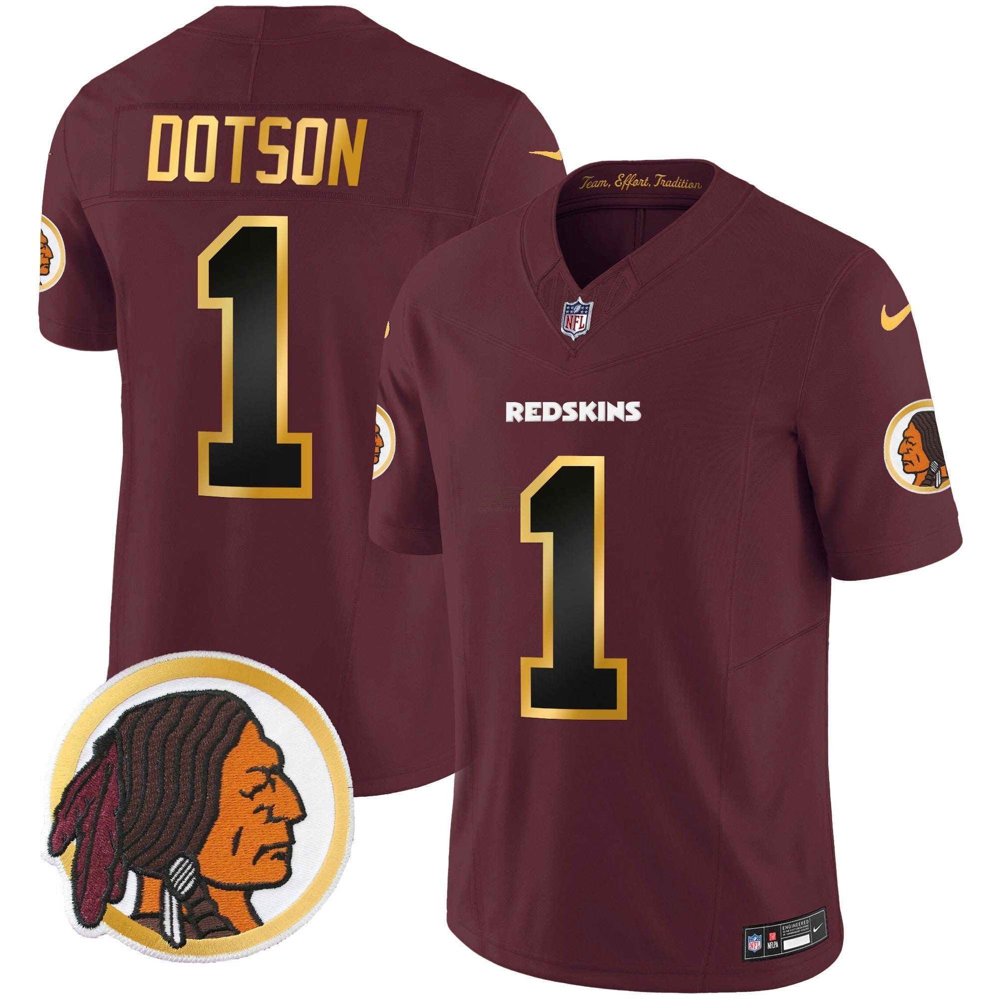 Camisa NFL Men’s Washington Redskins Throwback Vapor Dourada Trim Jersey