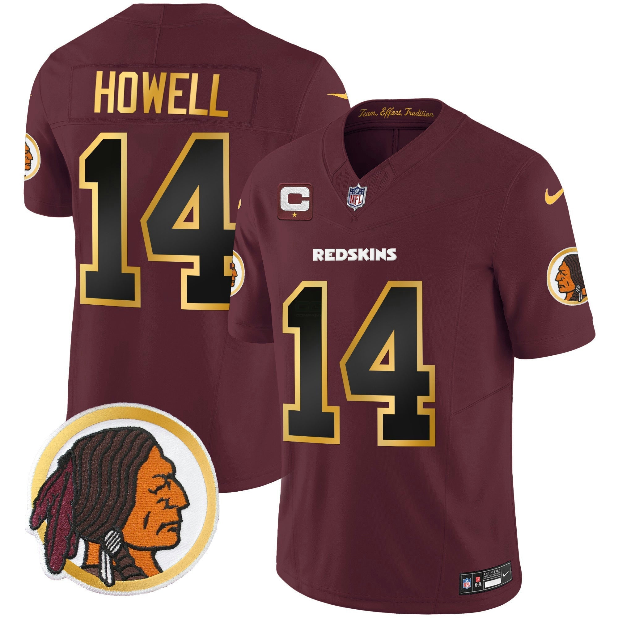 Camisa NFL Men’s Washington Redskins Throwback Vapor Dourada Trim Jersey