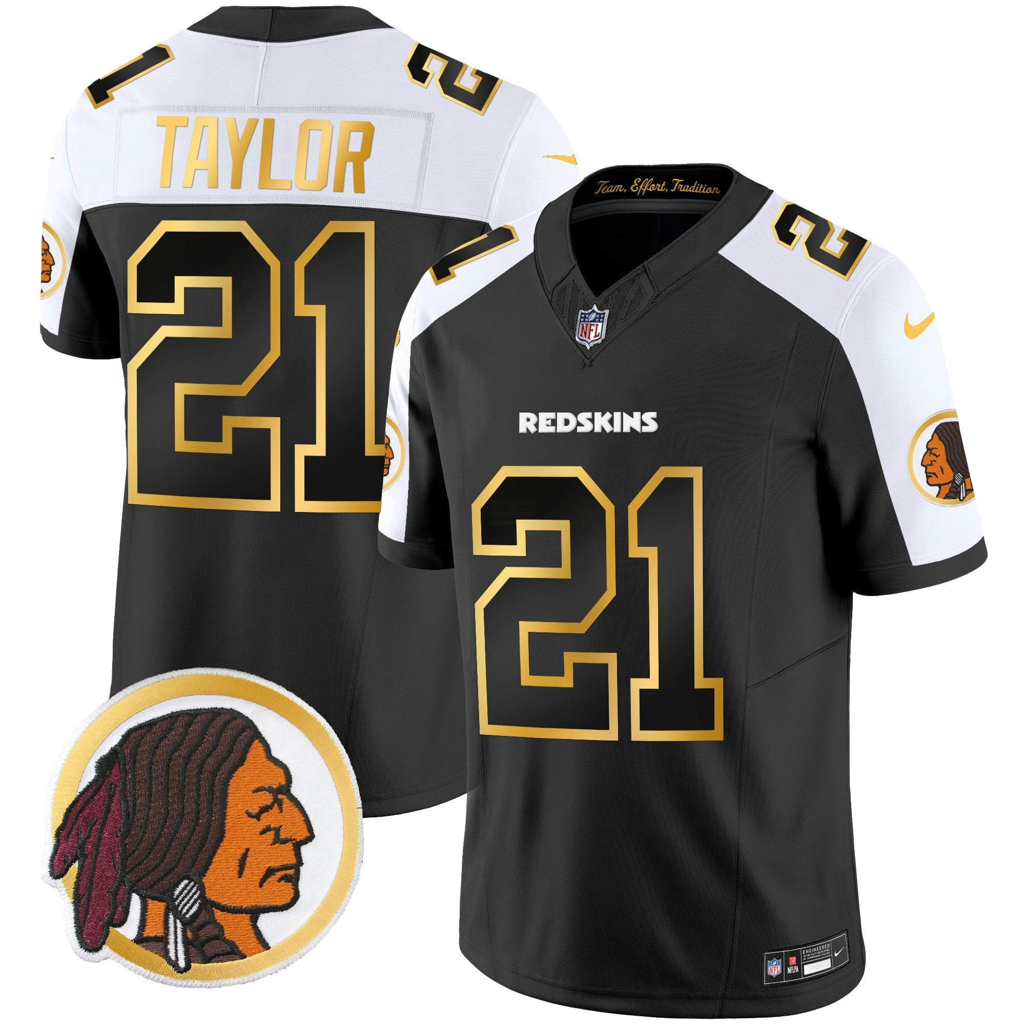 Camisa NFL Men’s Washington Redskins Throwback Vapor Dourada Trim Jersey