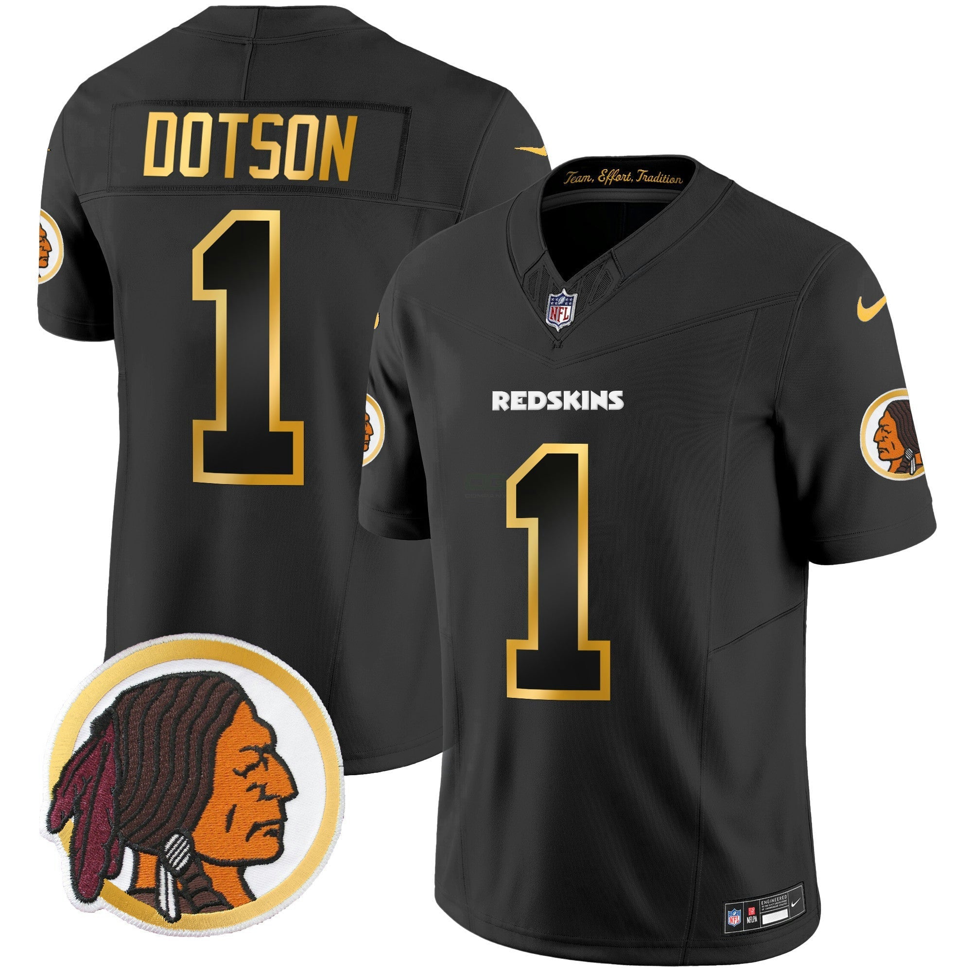 Camisa NFL Men’s Washington Redskins Throwback Vapor Dourada Trim Jersey
