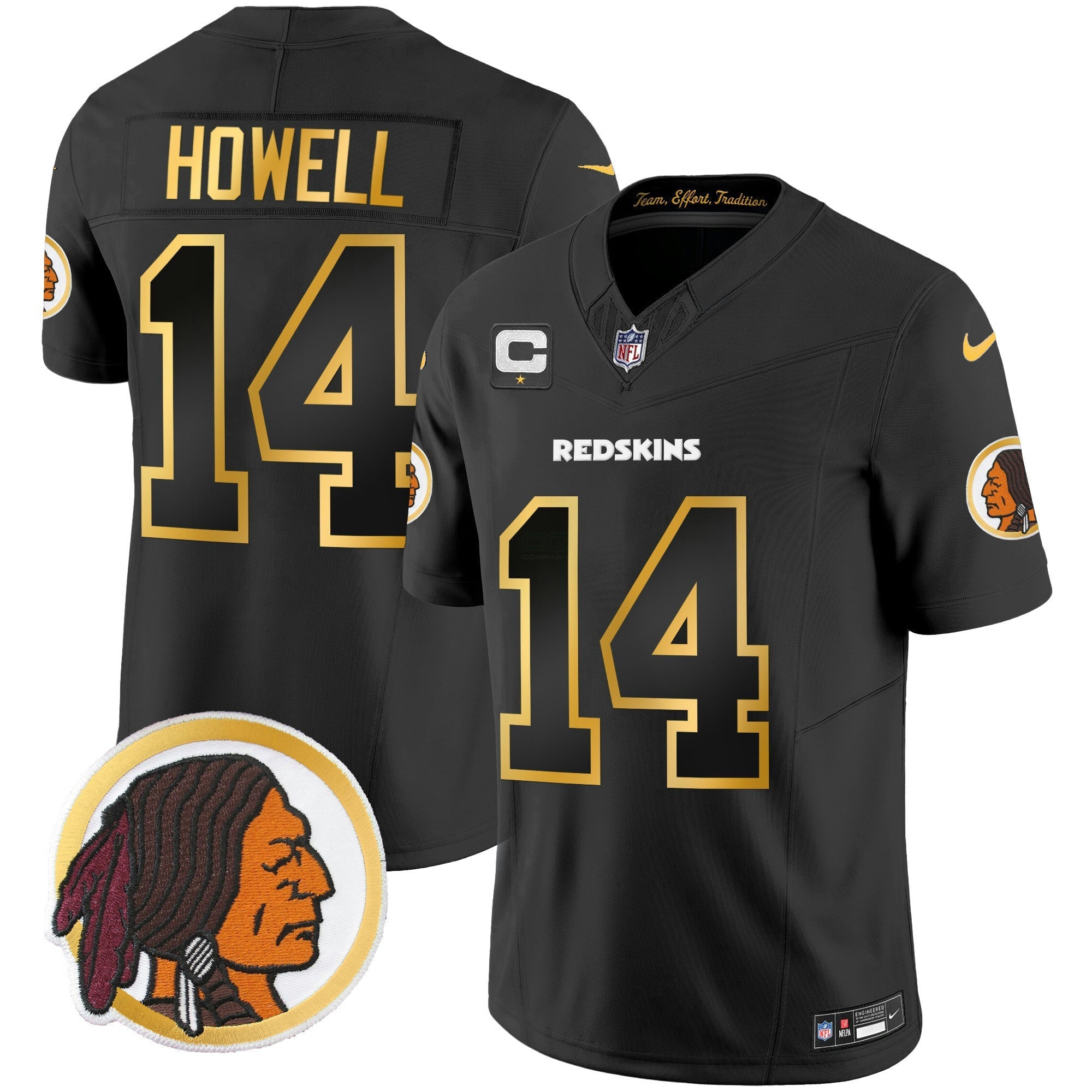 Camisa NFL Men’s Washington Redskins Throwback Vapor Dourada Trim Jersey