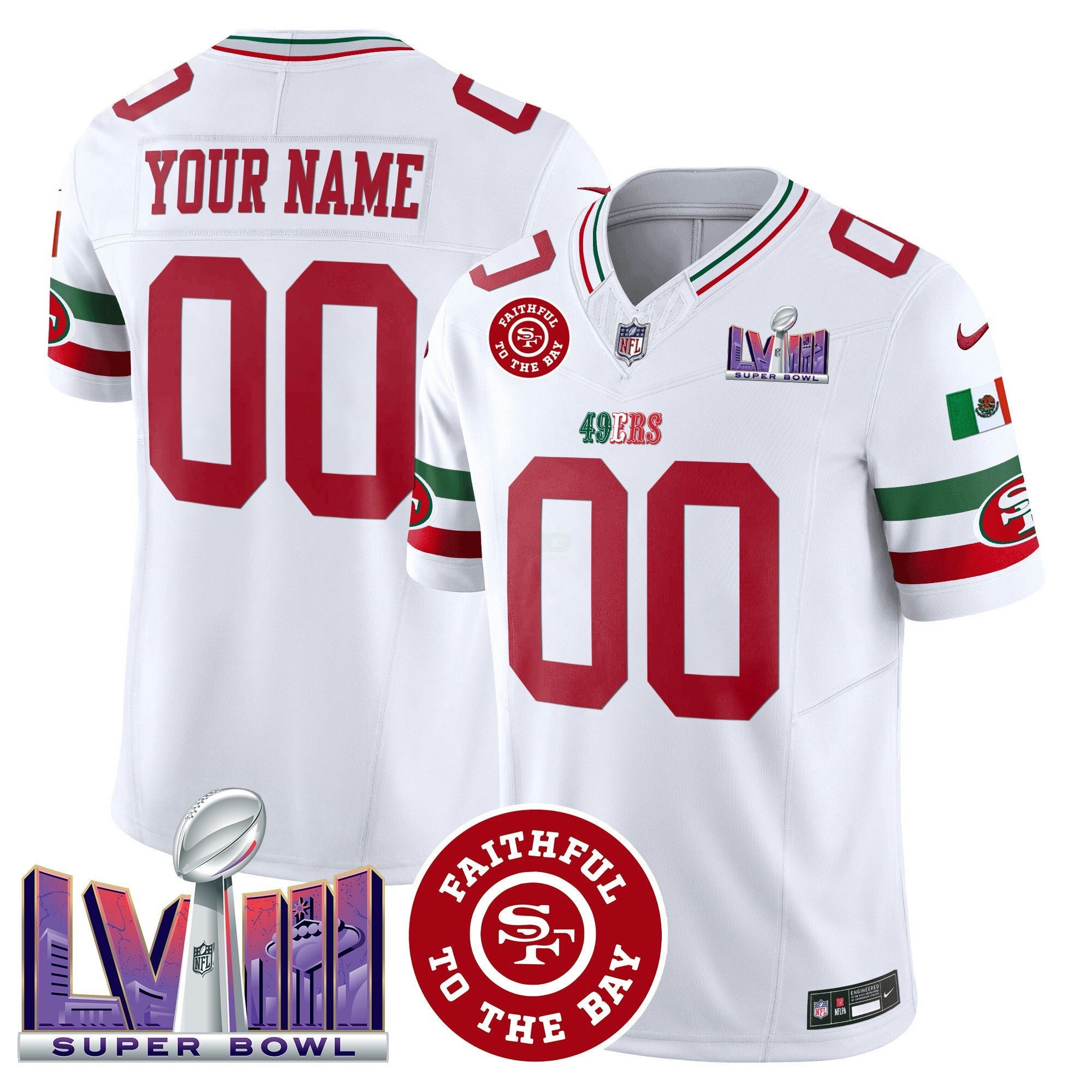 Camisa NFL Mexico Faithful & Super Bowl LVIII Patch Vapor Jersey