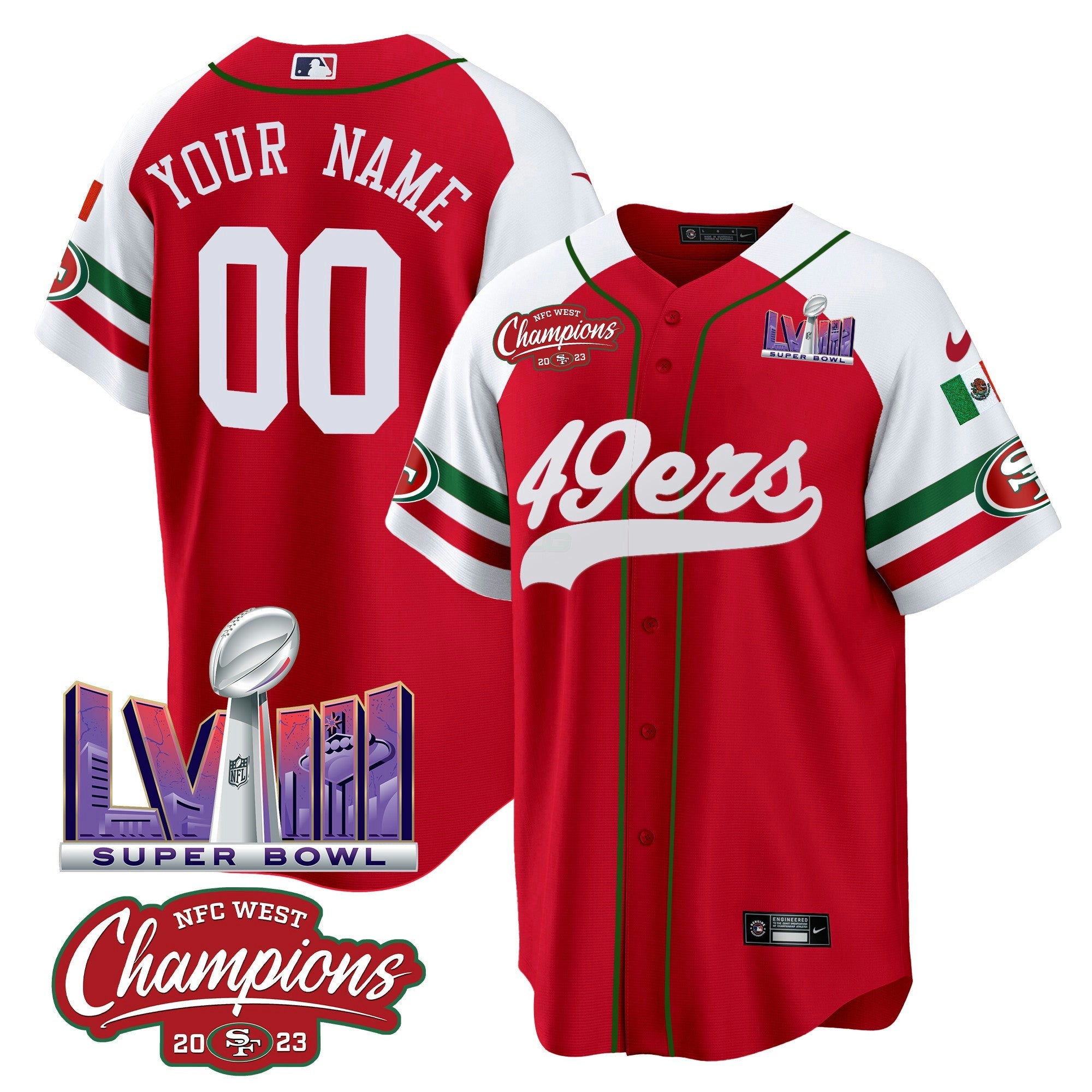 Camisa NFL Mexico NFC West Champions & Super Bowl LVIII Patch Jersey