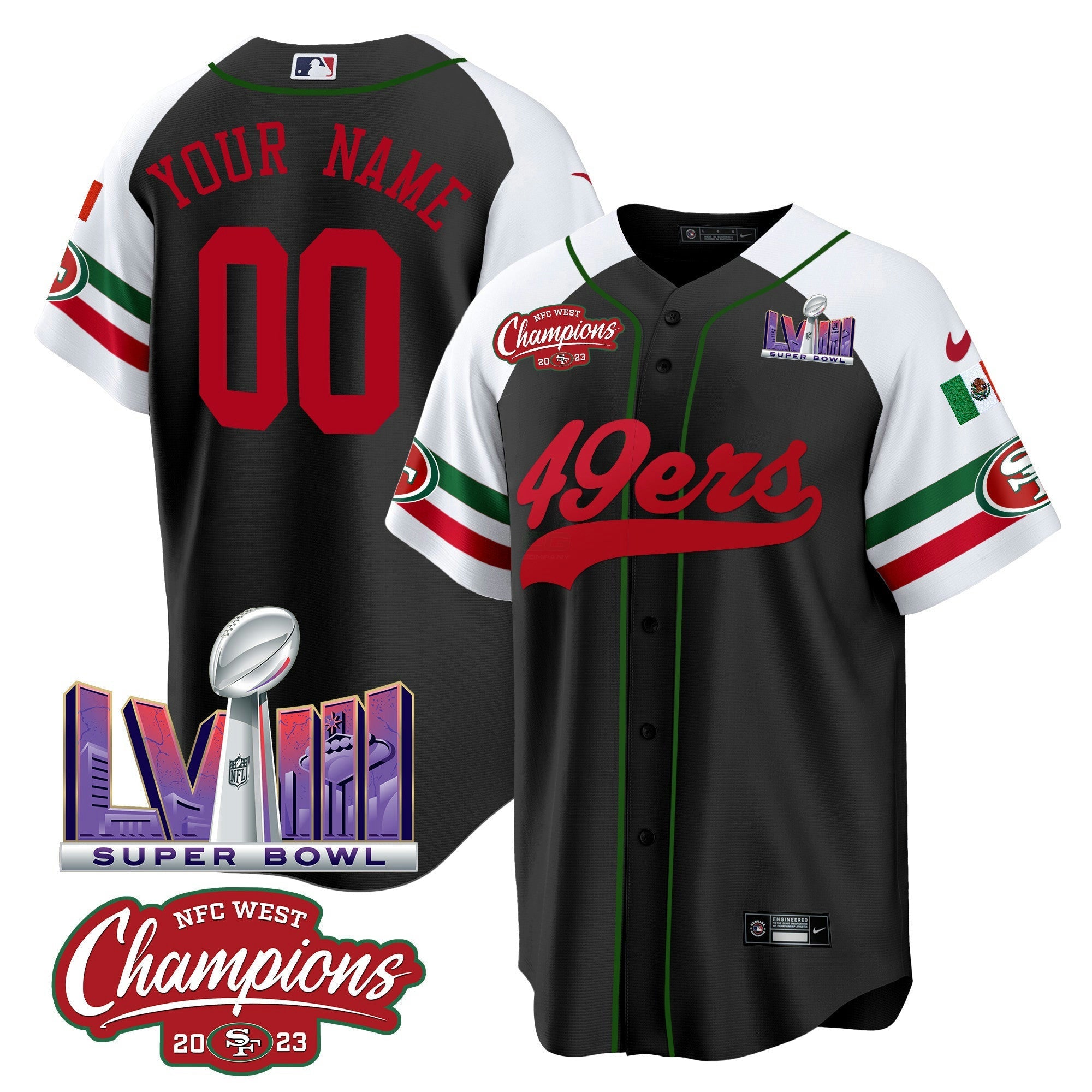 Camisa NFL Mexico NFC West Champions & Super Bowl LVIII Patch Jersey