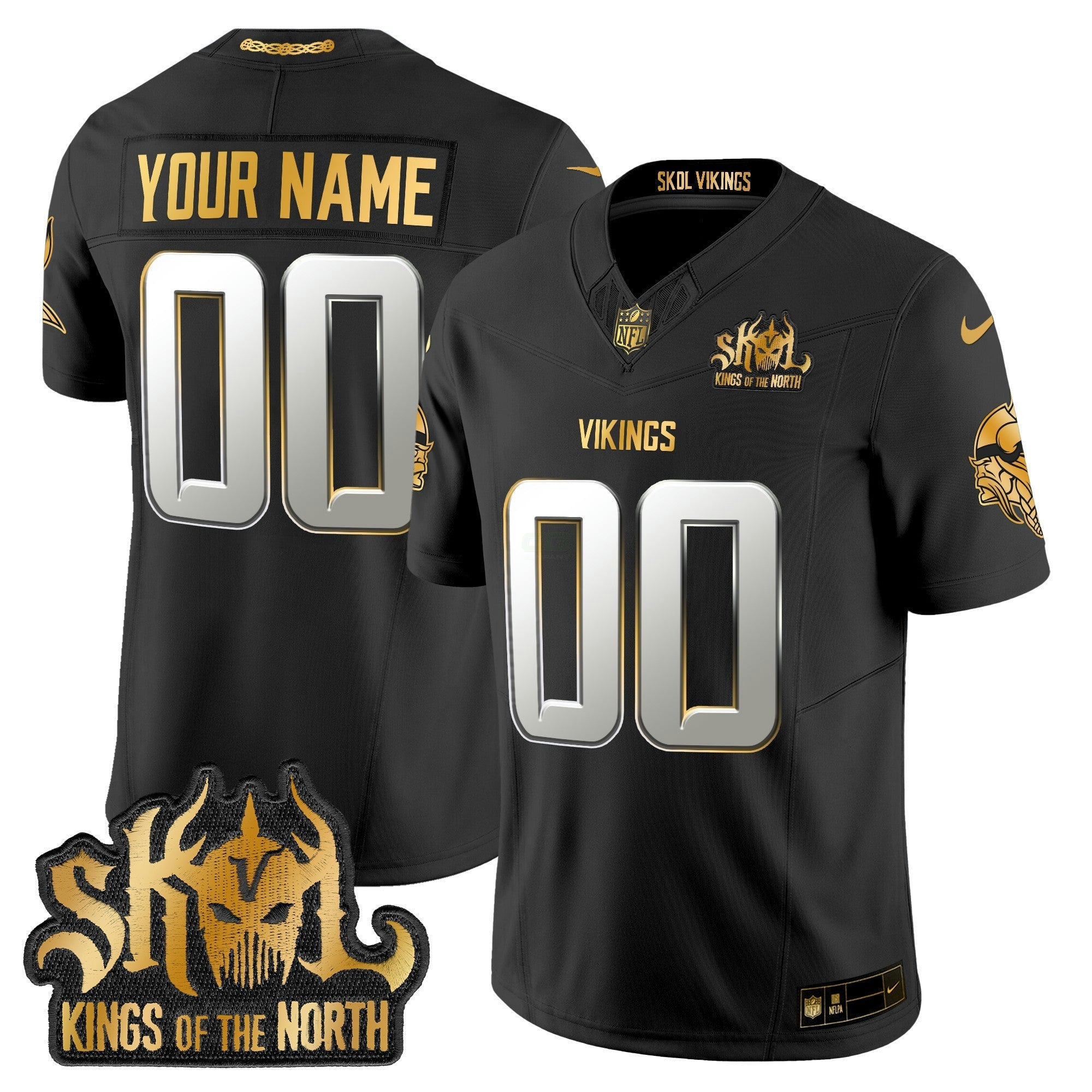 Camisa NFL Minnesota 2024 Winter Warrior Skol Patch Dourada Vapor Limited Jersey