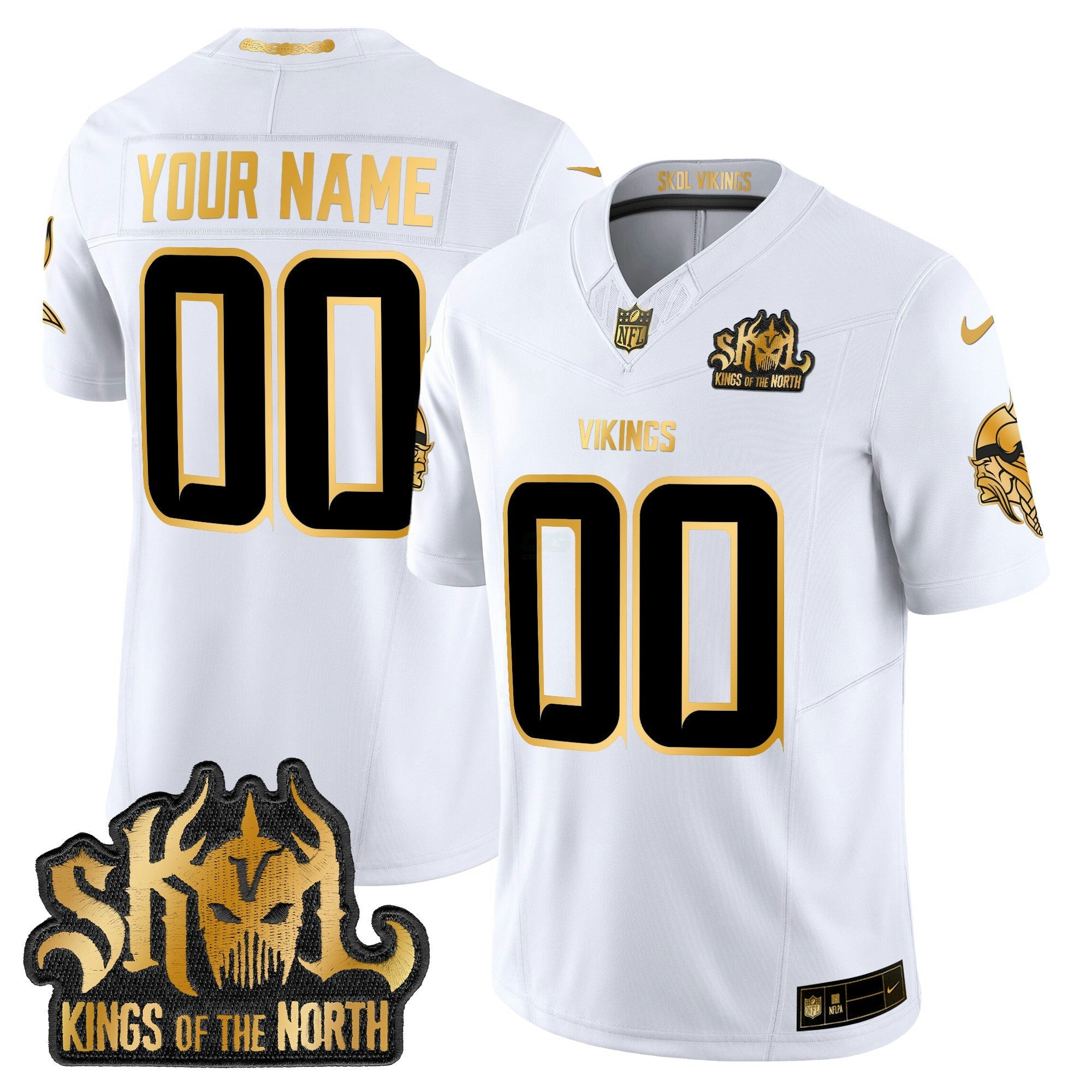 Camisa NFL Minnesota 2024 Winter Warrior Skol Patch Dourada Vapor Limited Jersey