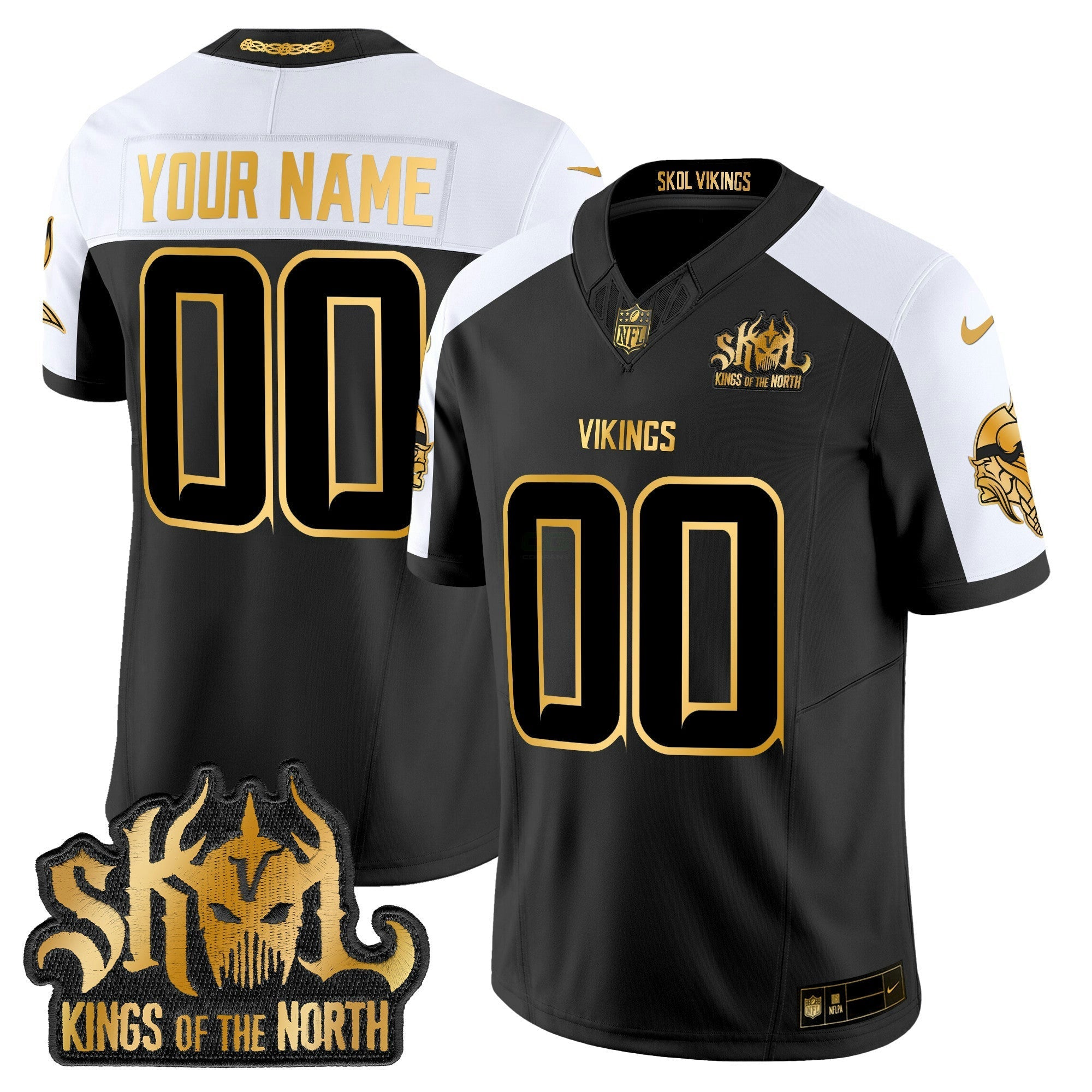 Camisa NFL Minnesota 2024 Winter Warrior Skol Patch Dourada Vapor Limited Jersey