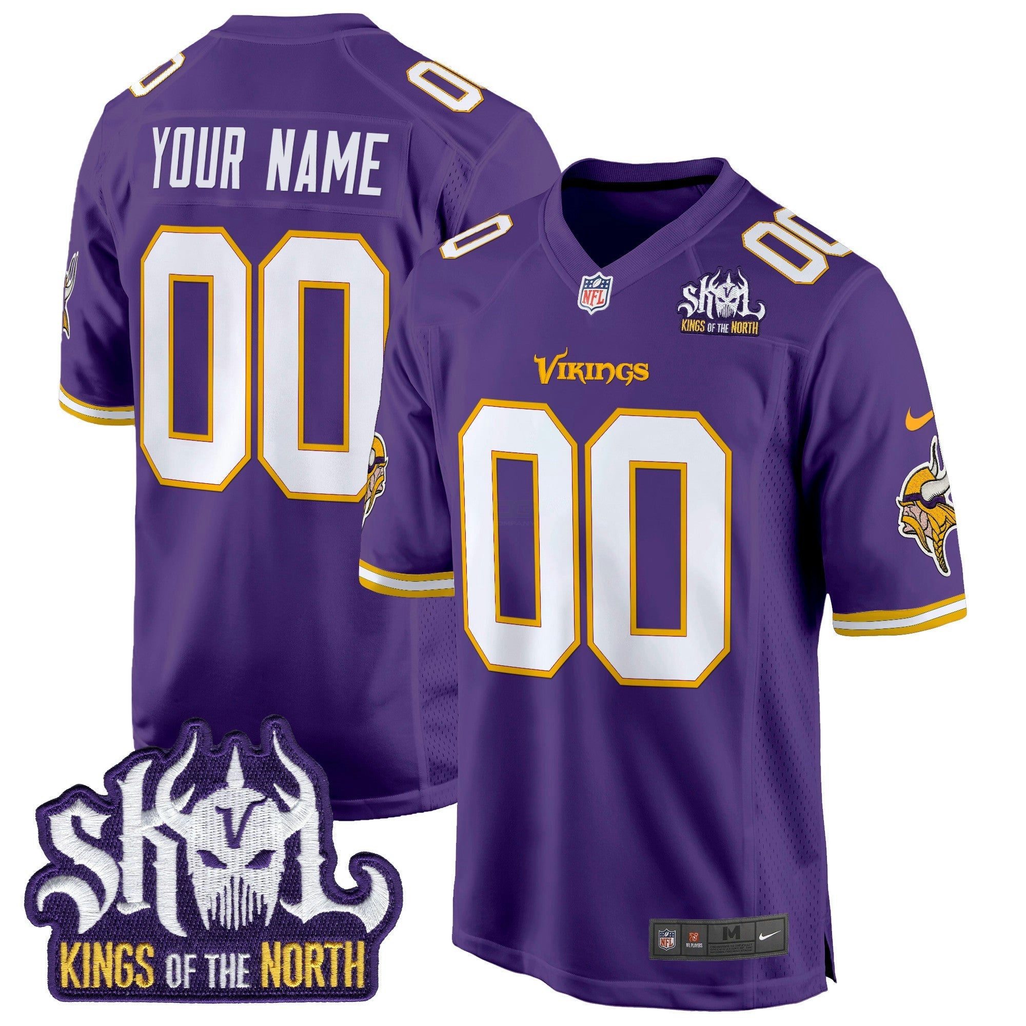 Camisa NFL Minnesota King Of The North Patch Throwback Game Jersey