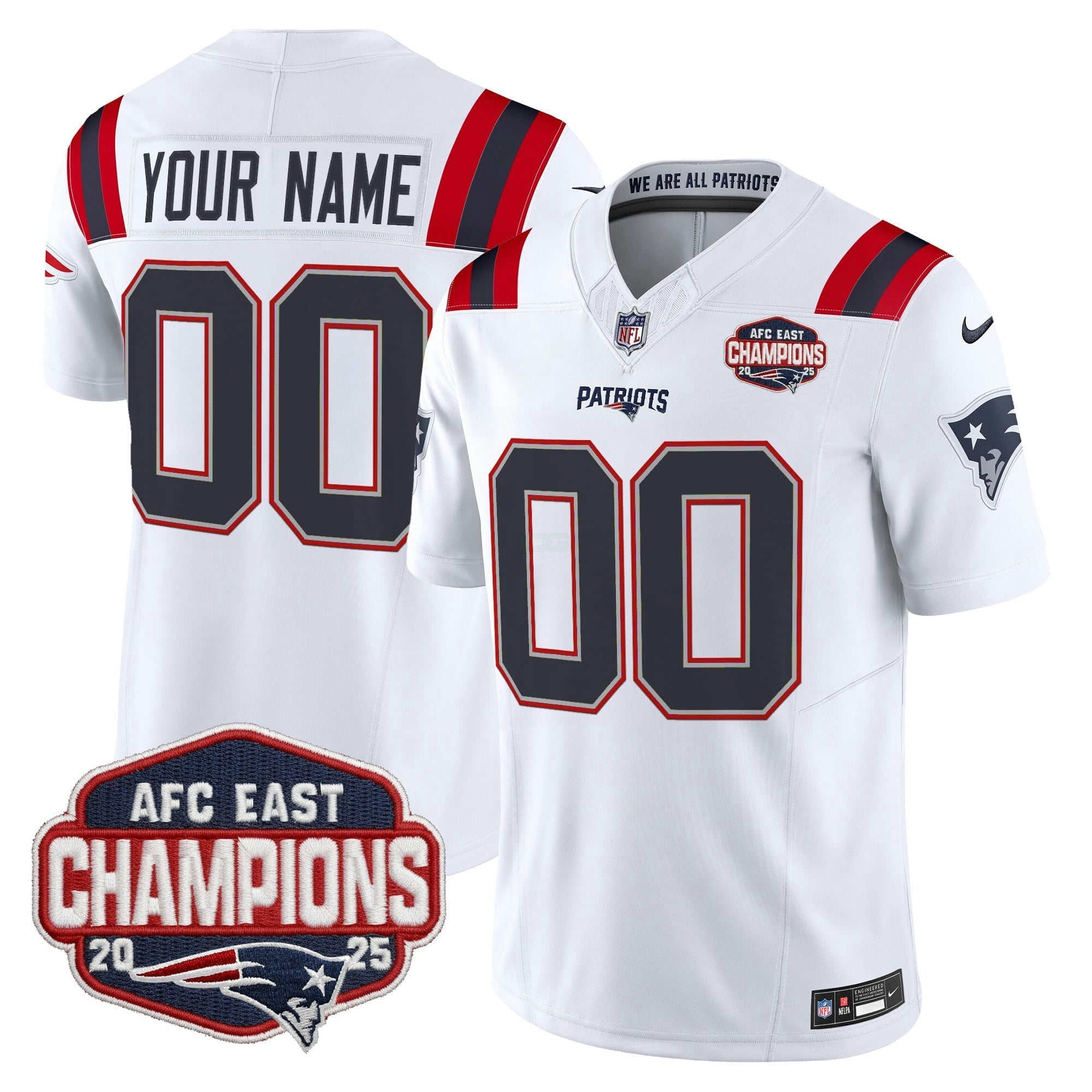 Camisa NFL New England 2025 AFC East Division Champions Vapor Limited Jersey