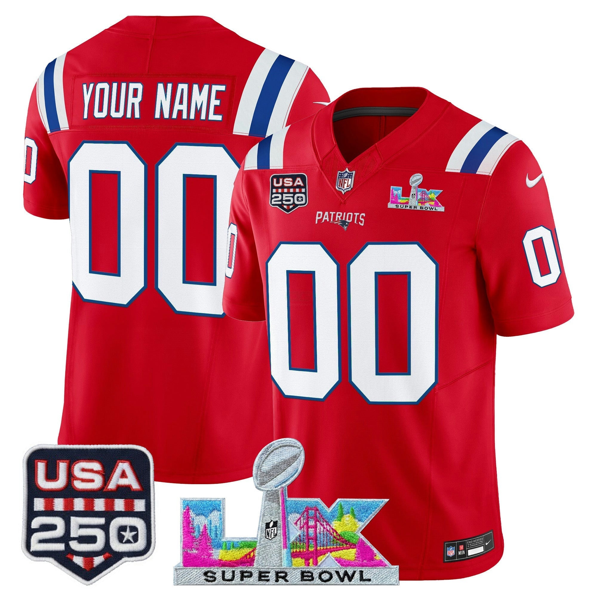 Camisa NFL New England “Super Bowl LX & United States 250th Anniversary Patch” Vapor Limited Jersey