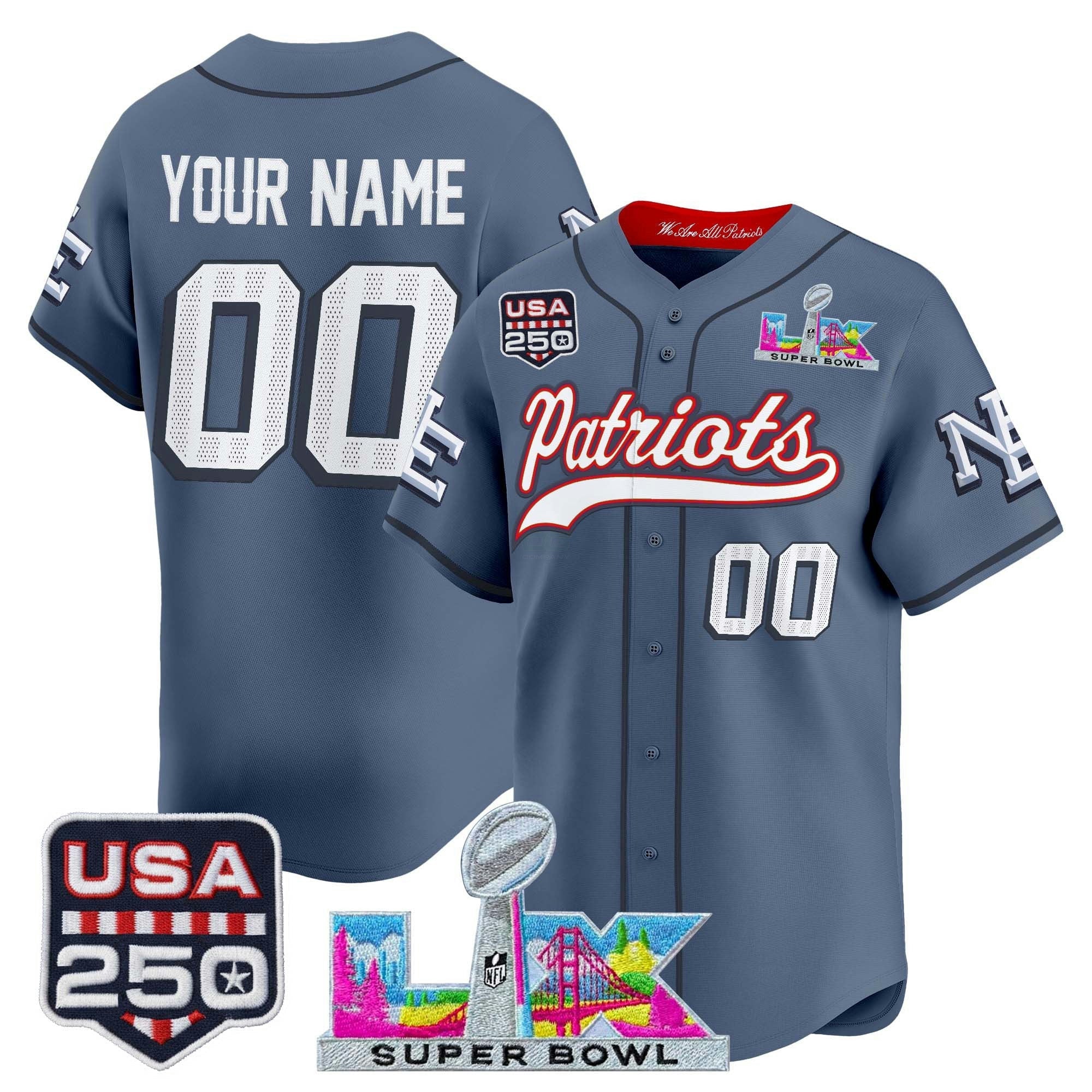 Camisa NFL New England “Super Bowl LX & United States 250th Anniversary Patch” Vapor Jersey