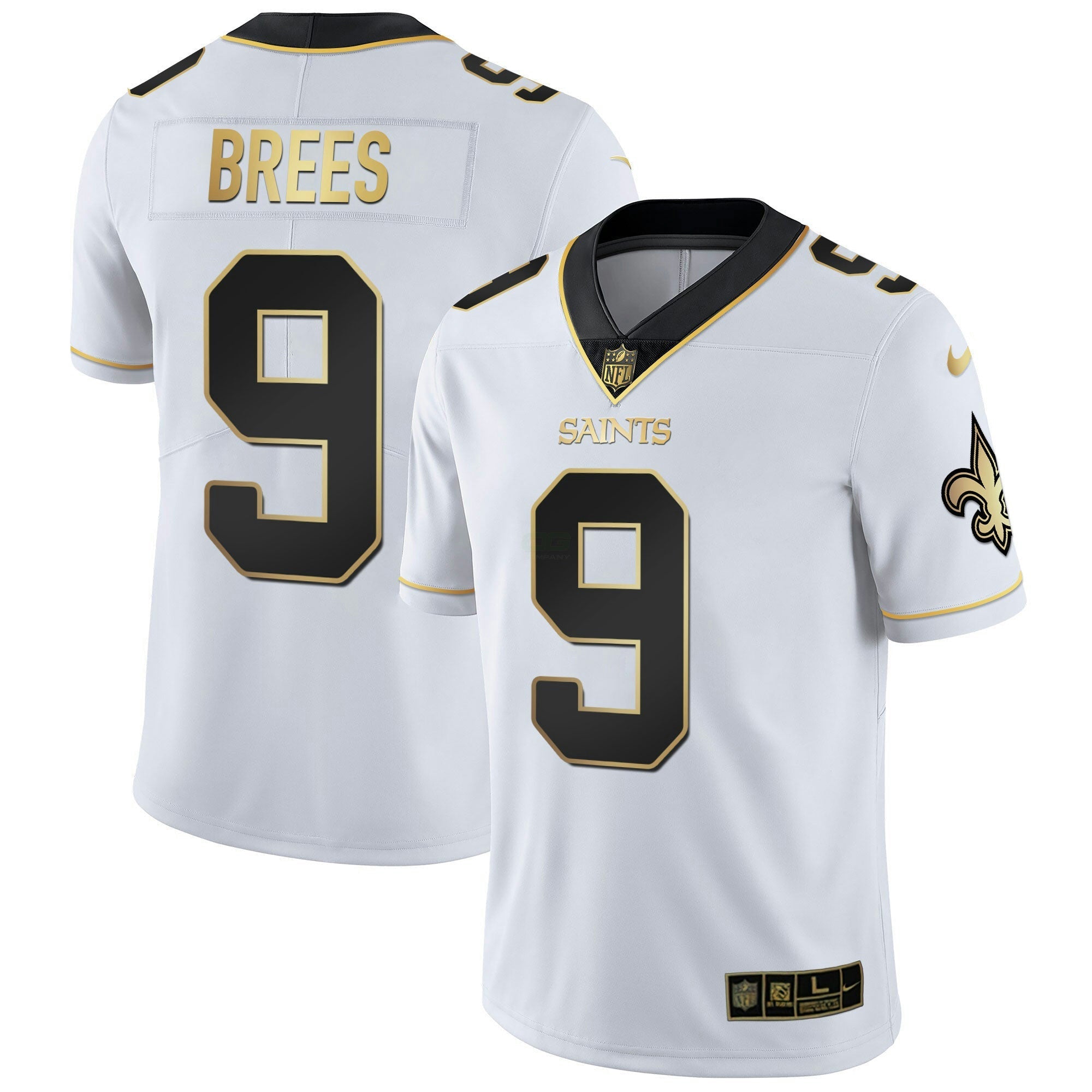 Camisa NFL New Orleans Vapor Untouchable Branca Dourada Limited Player Jersey