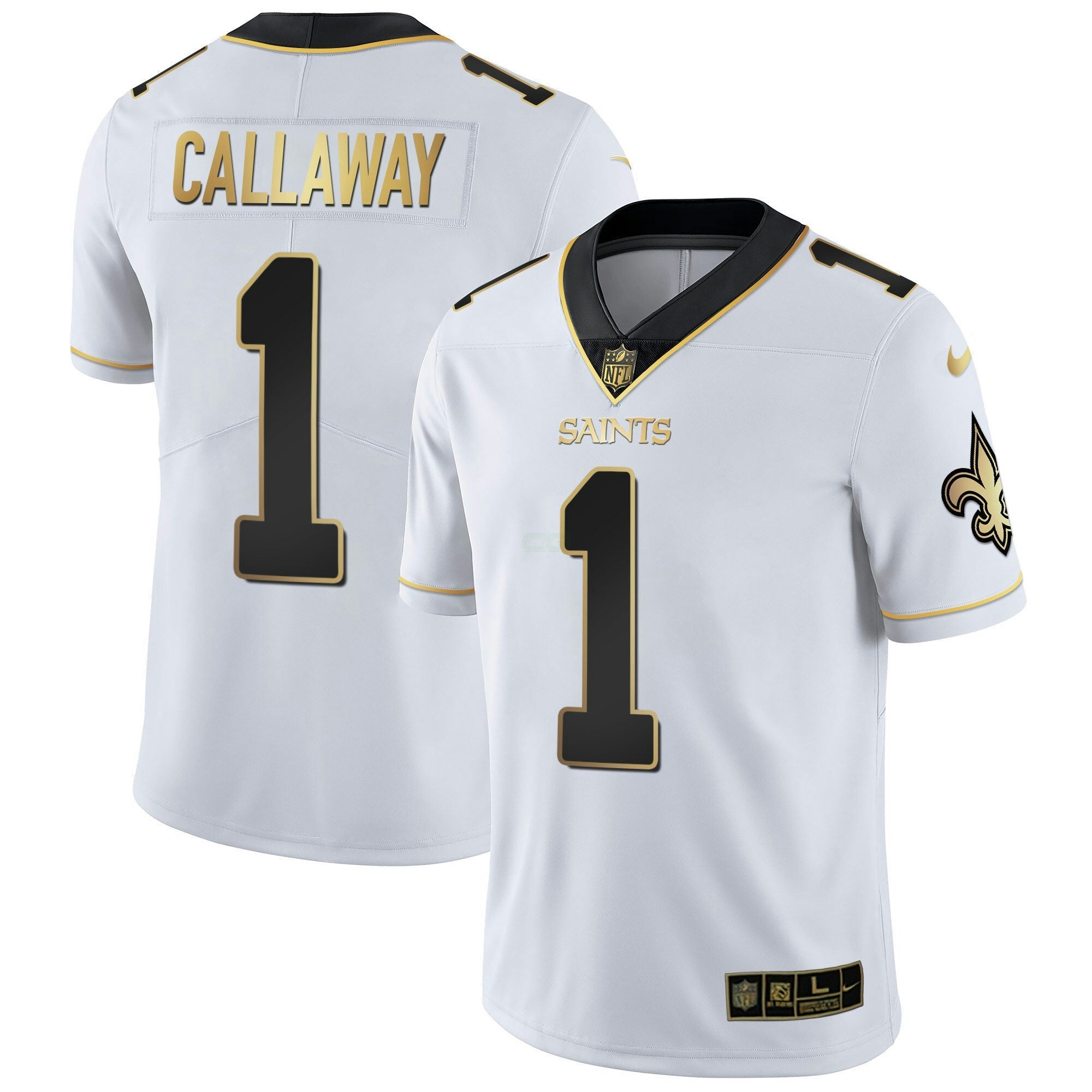 Camisa NFL New Orleans Vapor Untouchable Branca Dourada Limited Player Jersey
