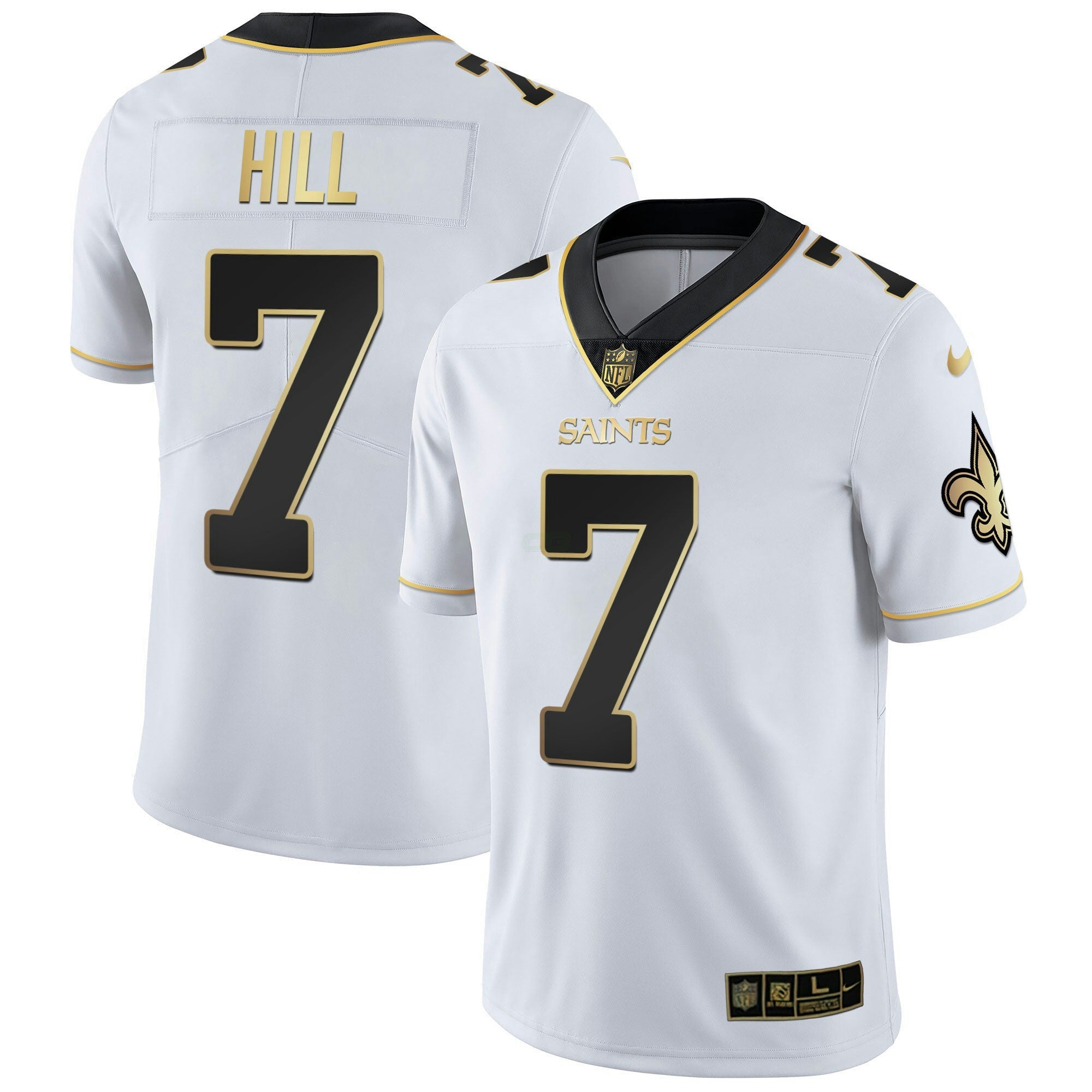 Camisa NFL New Orleans Vapor Untouchable Branca Dourada Limited Player Jersey