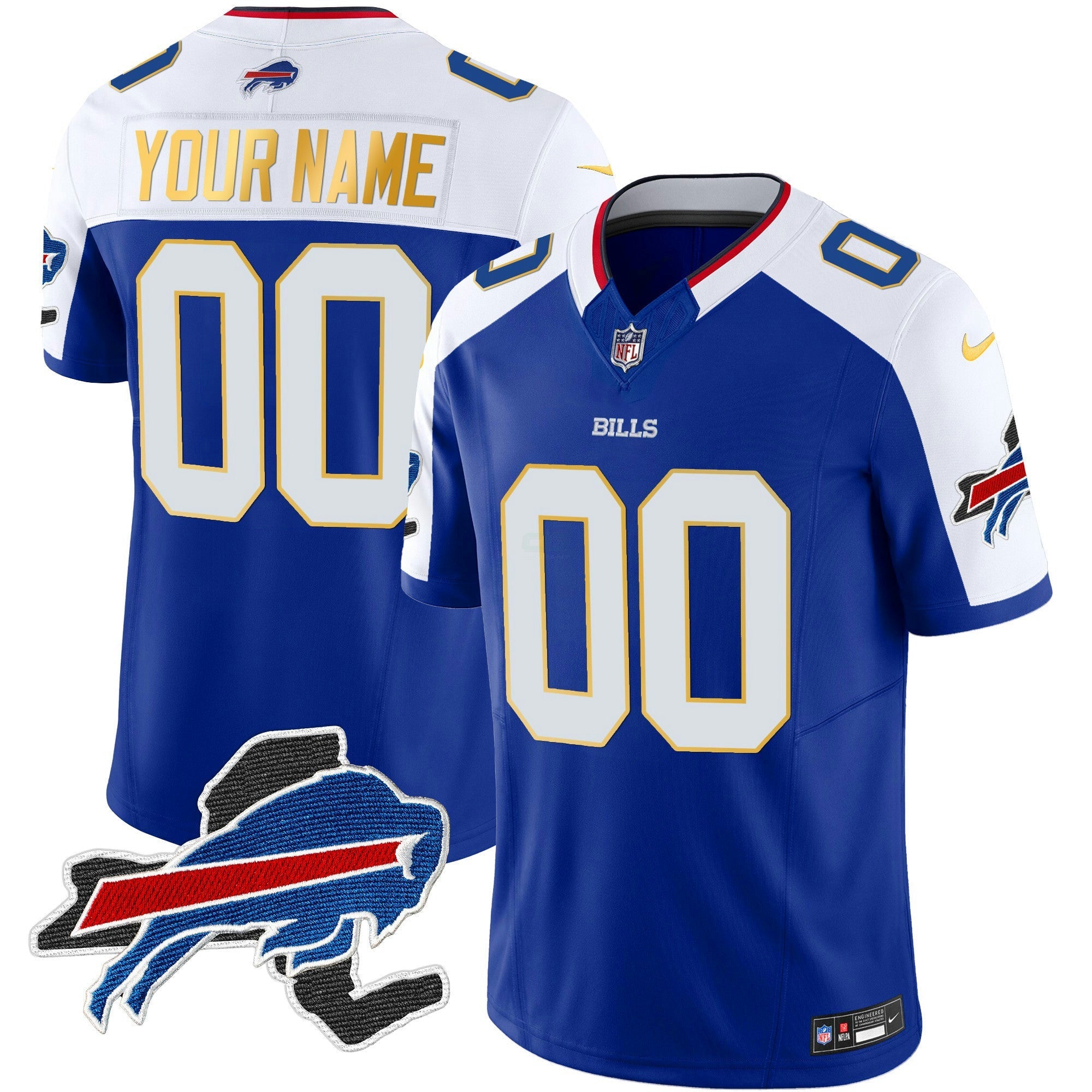 Camisa NFL New York Patch Dourada Trim Vapor Jersey