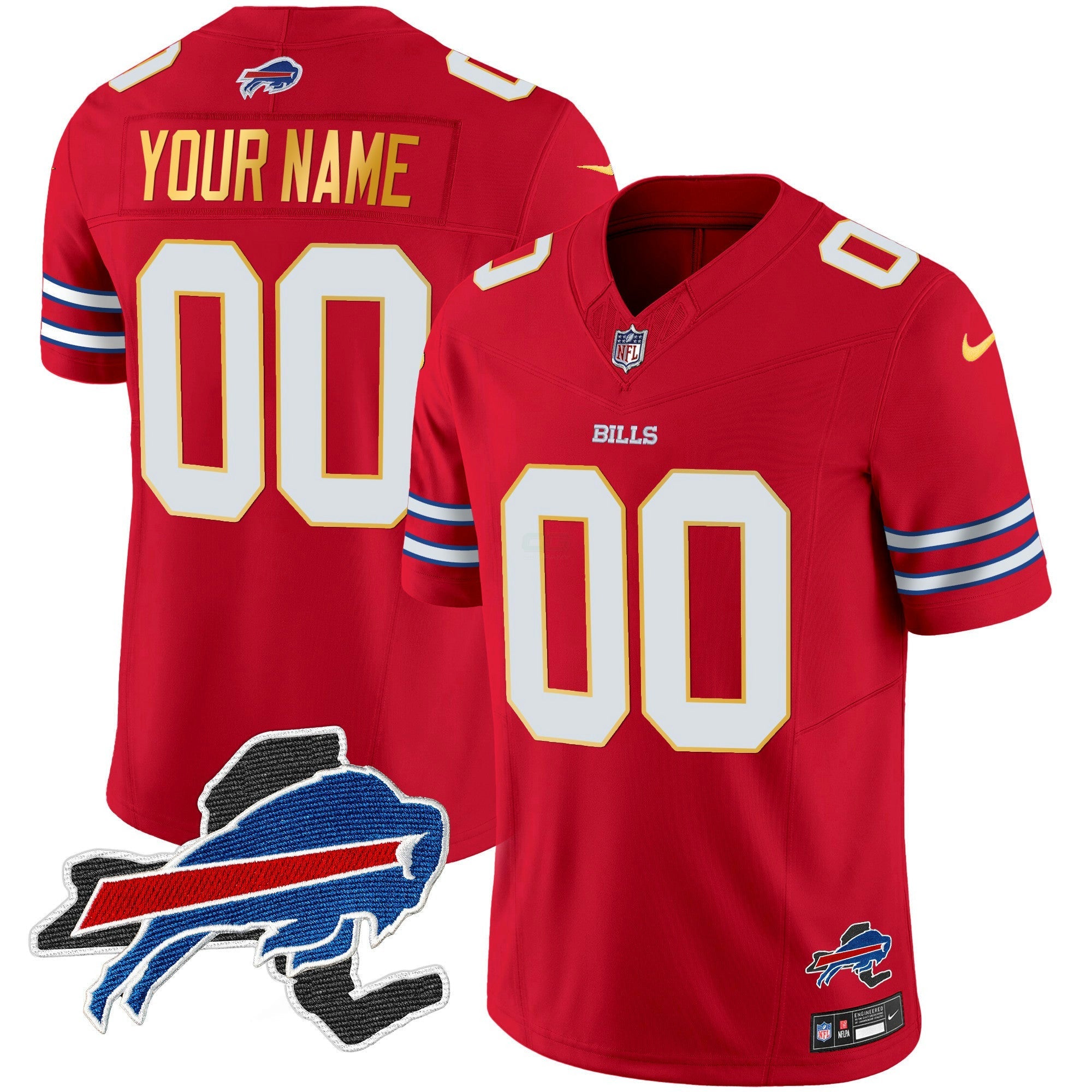 Camisa NFL New York Patch Dourada Trim Vapor Jersey