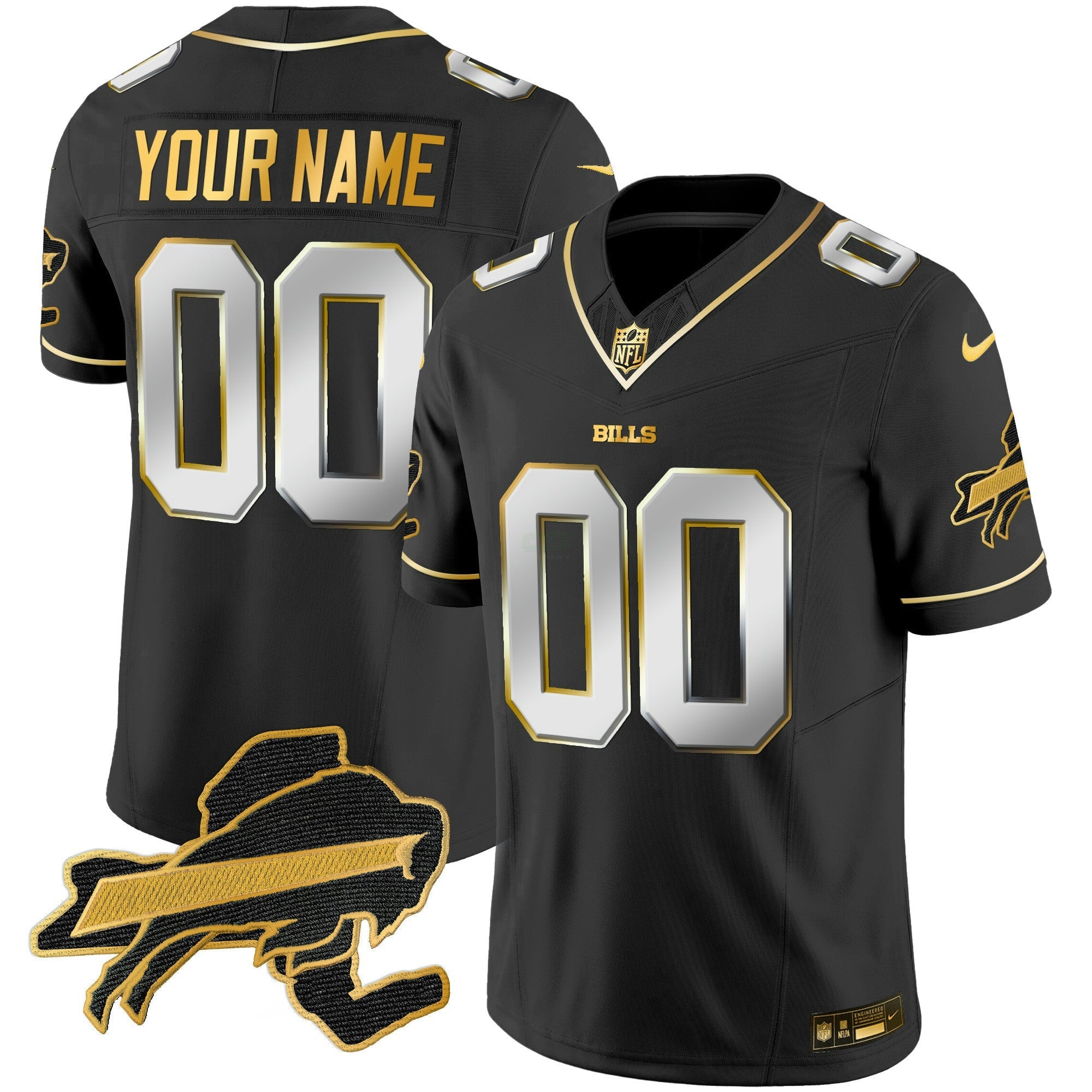 Camisa NFL New York Patch Dourada Vapor Limited Jersey