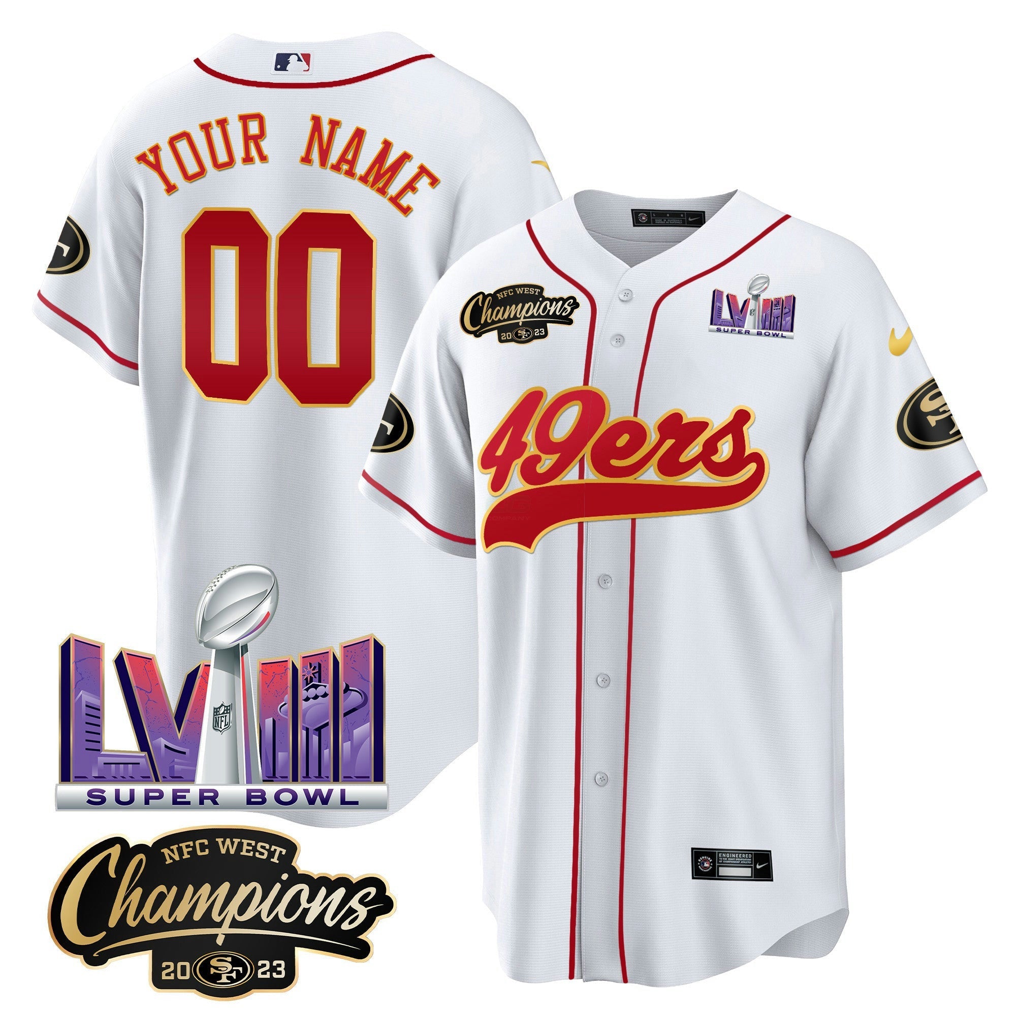 Camisa NFL NFC West Champions & Super Bowl LVIII Patch Jersey