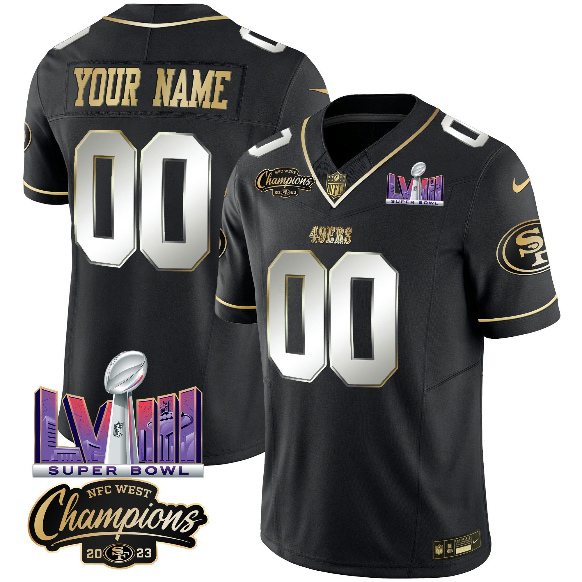 Camisa NFL NFC West Champions & Super Bowl LVIII Patch Vapor Jersey V2
