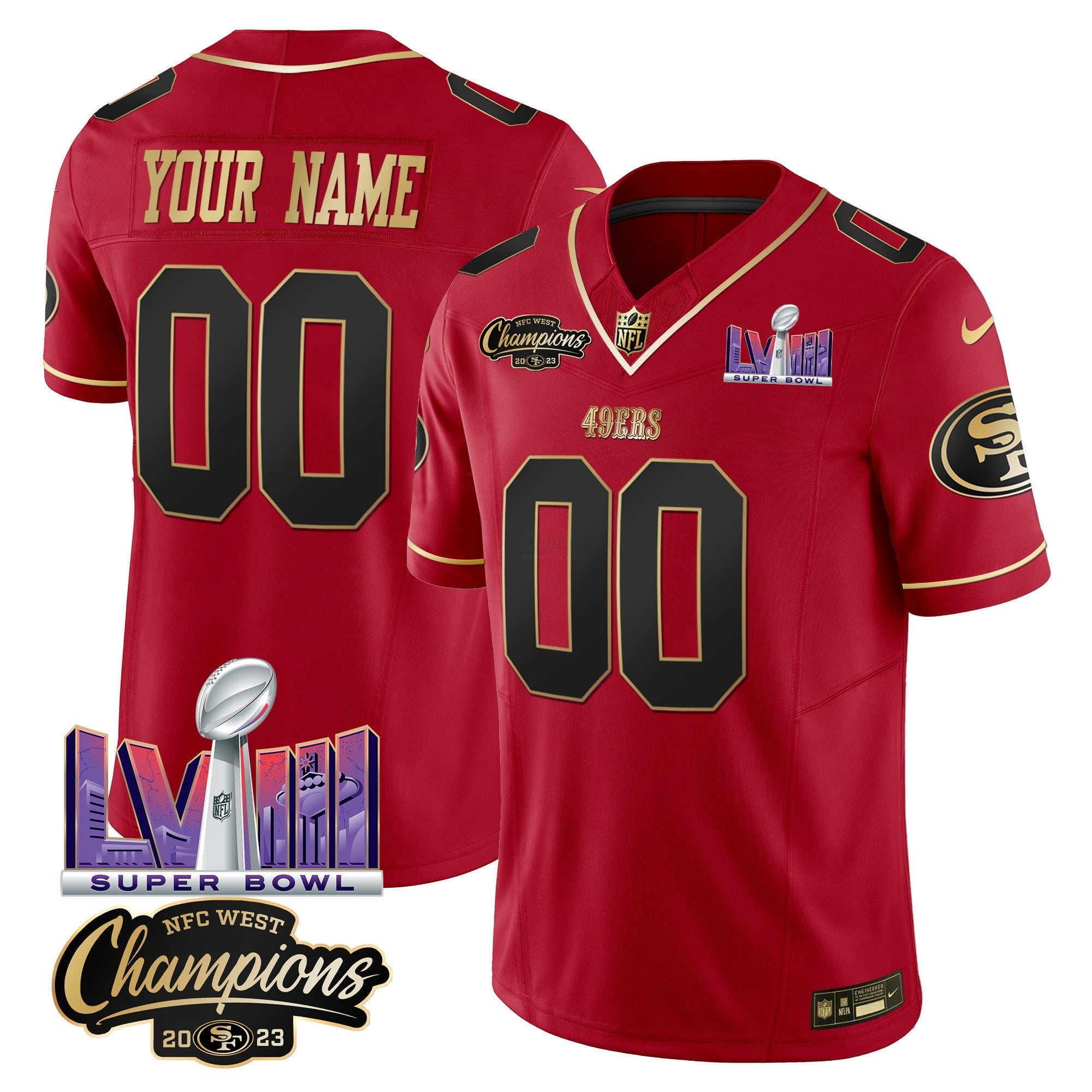 Camisa NFL NFC West Champions & Super Bowl LVIII Patch Vapor Jersey V2