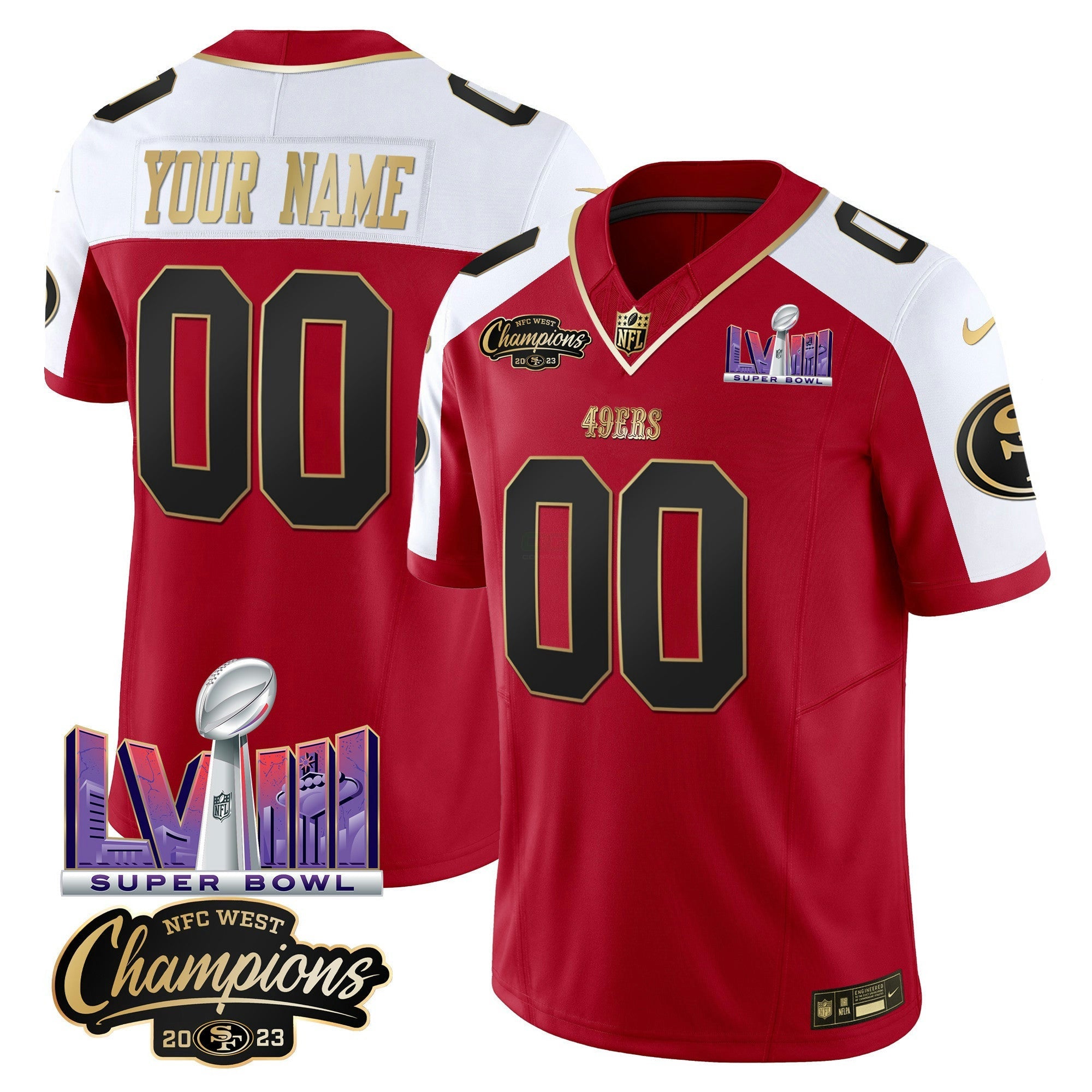 Camisa NFL NFC West Champions & Super Bowl LVIII Patch Vapor Jersey V2