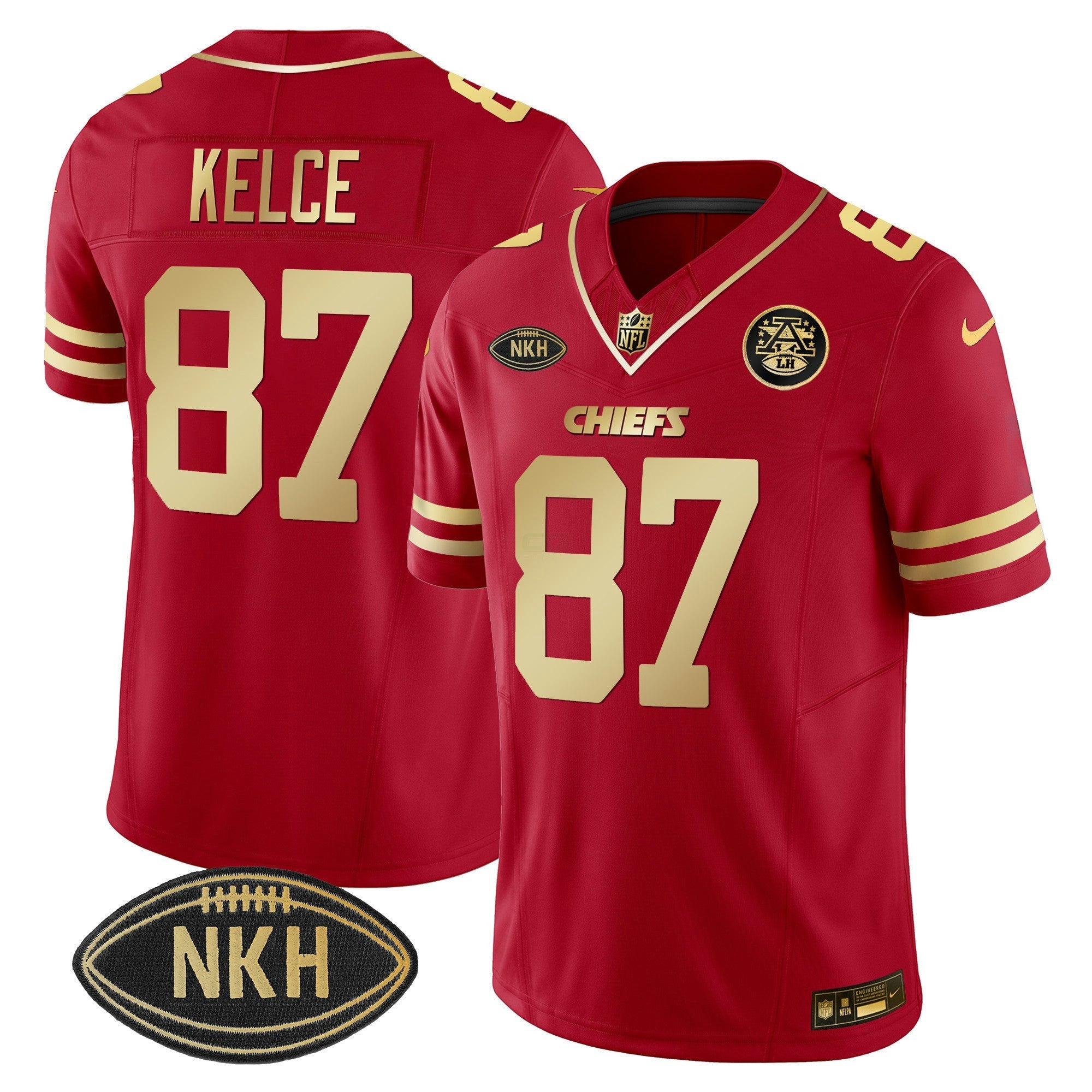 Camisa NFL NKH Patch Vermelha Dourada 2023 Vapor Limited Jersey