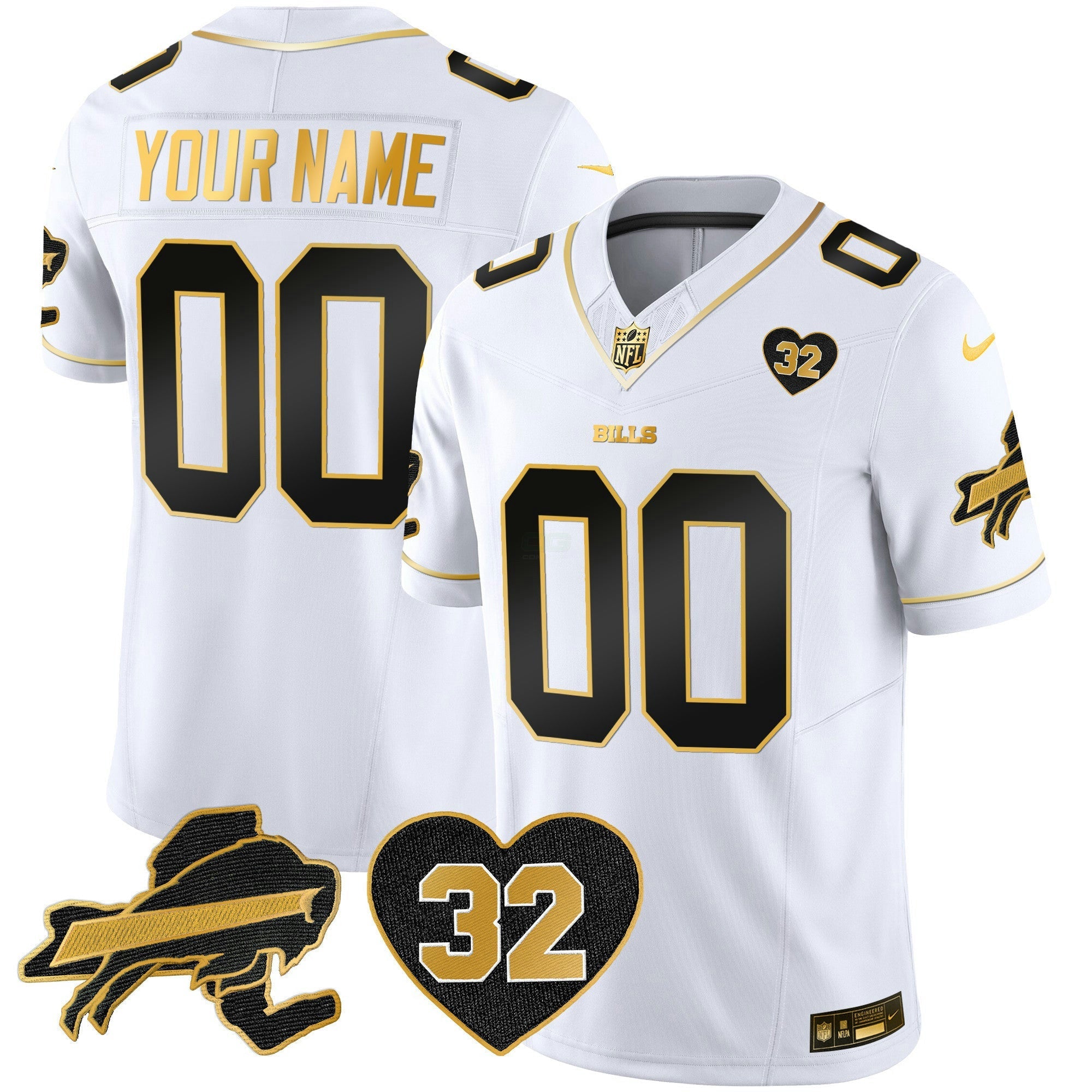 Camisa NFL O.J. Simpson Patch Dourada Vapor Limited Jersey