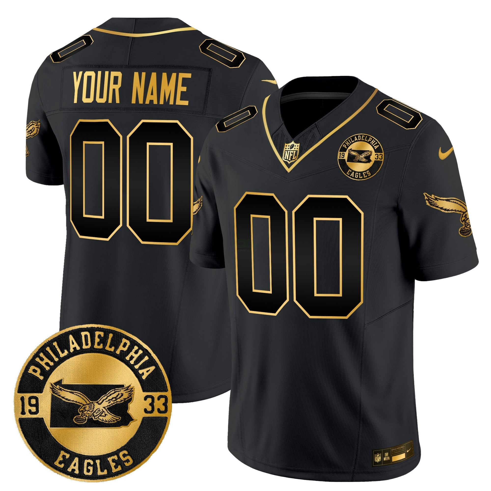 Camisa NFL Philadelphia 2024 Throwback Dourada Vapor Limited Jersey – Est. 1933 Patch