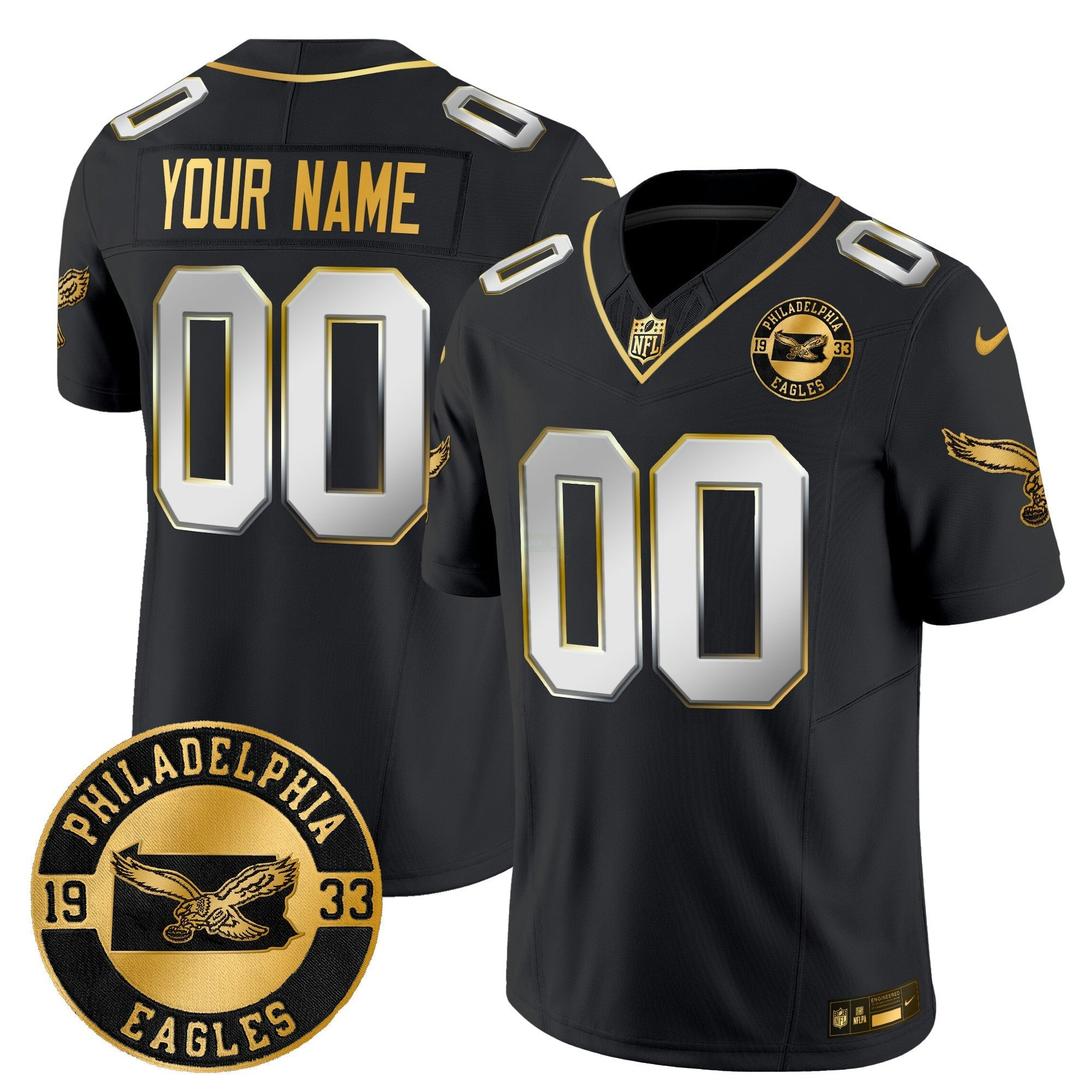 Camisa NFL Philadelphia 2024 Throwback Dourada Vapor Limited Jersey – Est. 1933 Patch