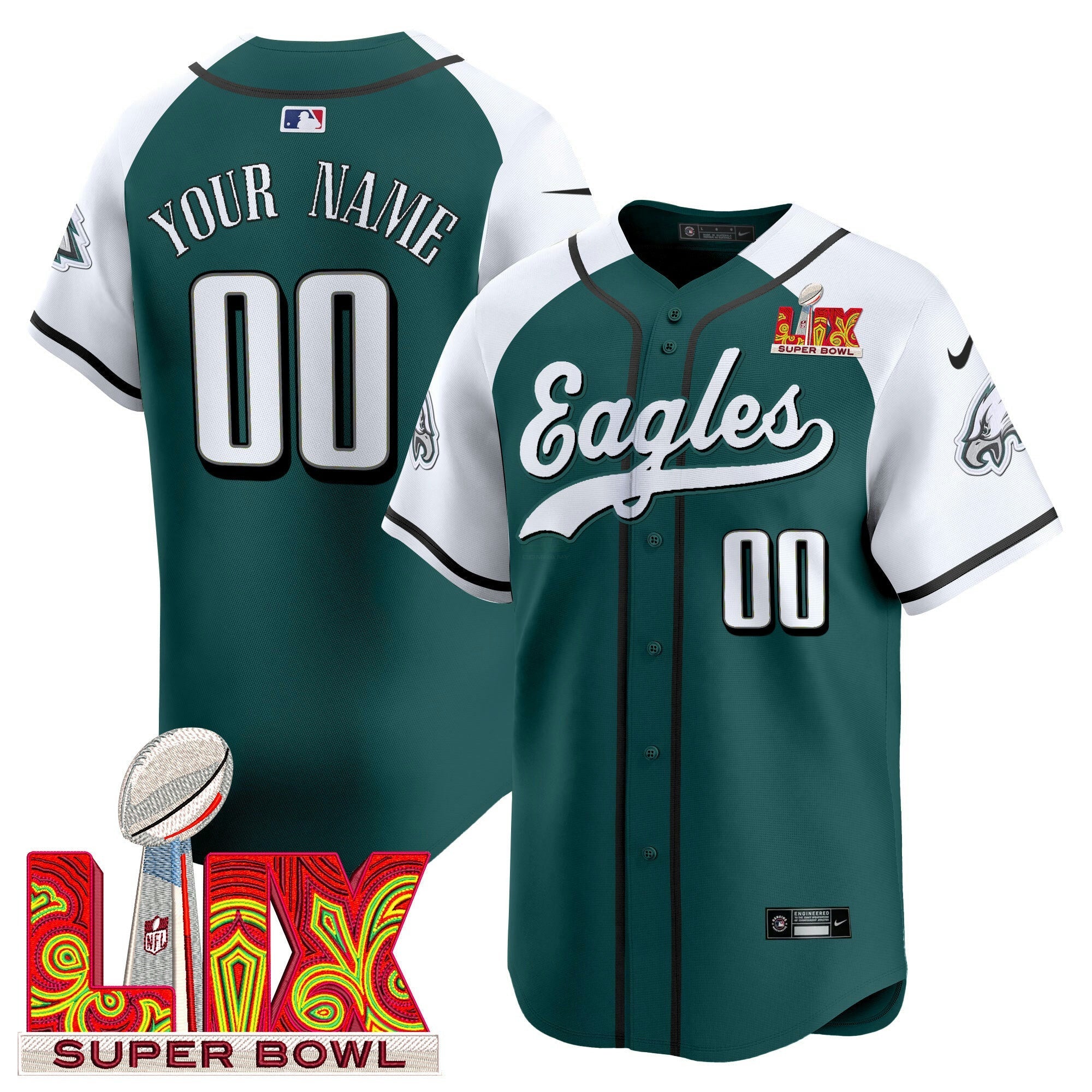 Camisa NFL Philadelphia Midnight Verde Super Bowl LIX Vapor Jersey