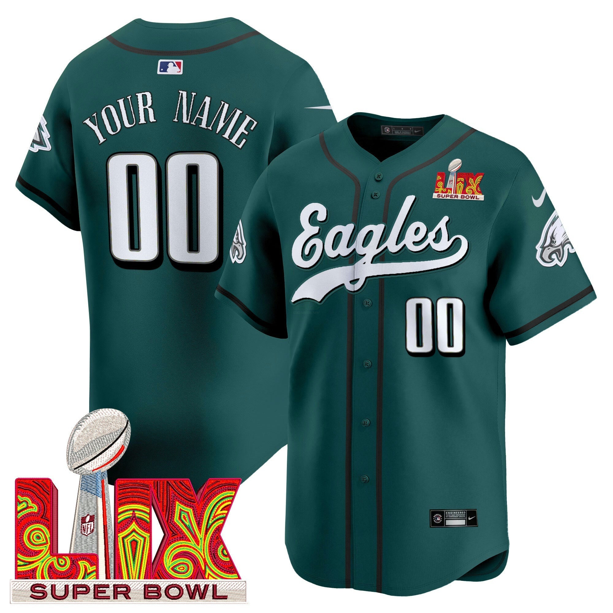 Camisa NFL Philadelphia Midnight Verde Super Bowl LIX Vapor Jersey