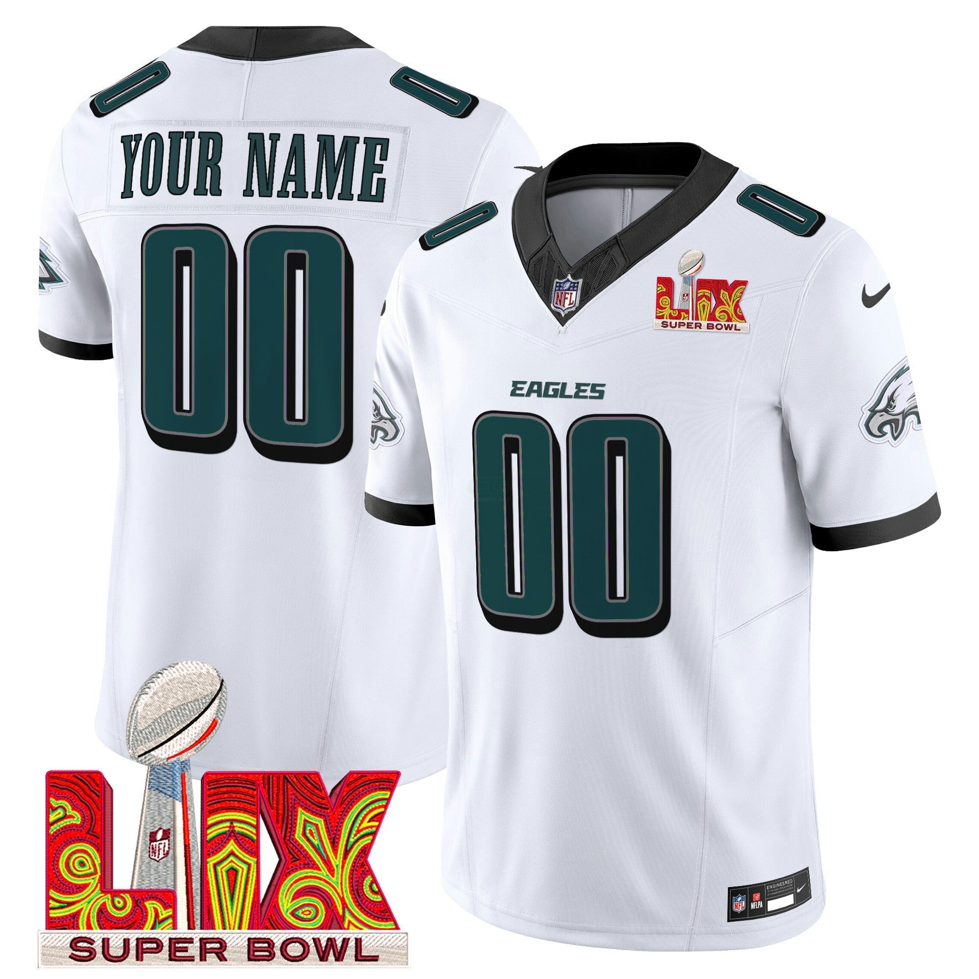 Camisa NFL Philadelphia Super Bowl LIX Patch Vapor Limited Jersey