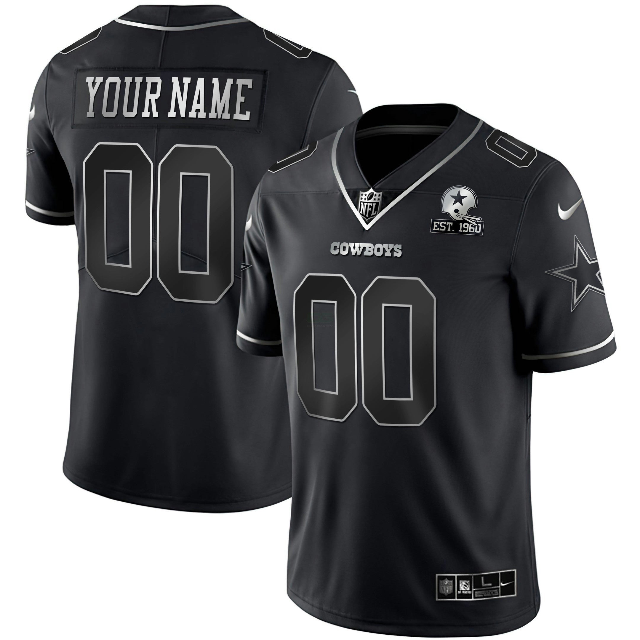 Camisa NFL Preta Dourada & Preta Prata Custom Name and Number