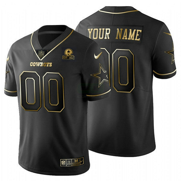 Camisa NFL Preta Dourada & Preta Prata Custom Name and Number – Stitched