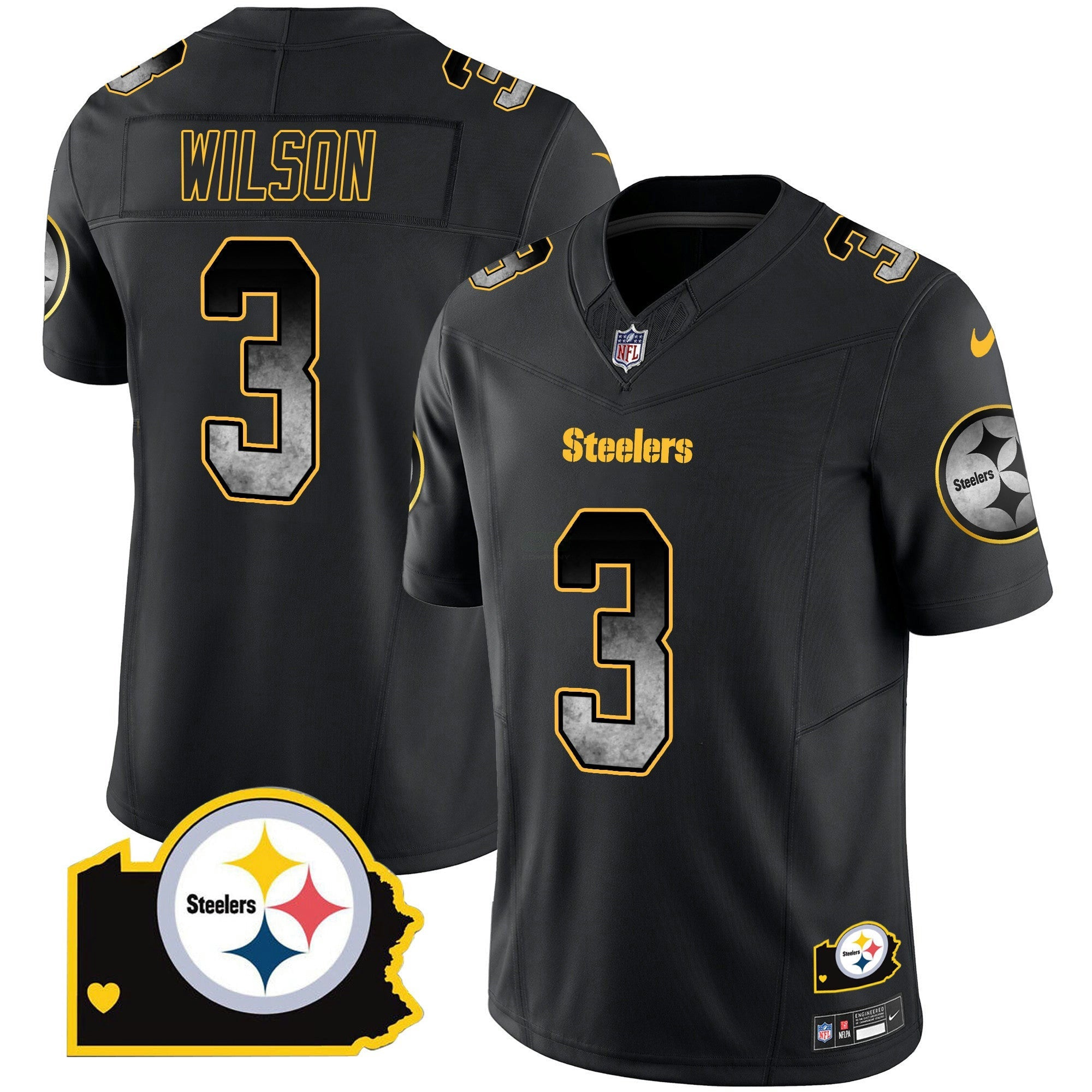 Camisa NFL Russell Wilson Arch Smoke Home Patch Vapor Jersey