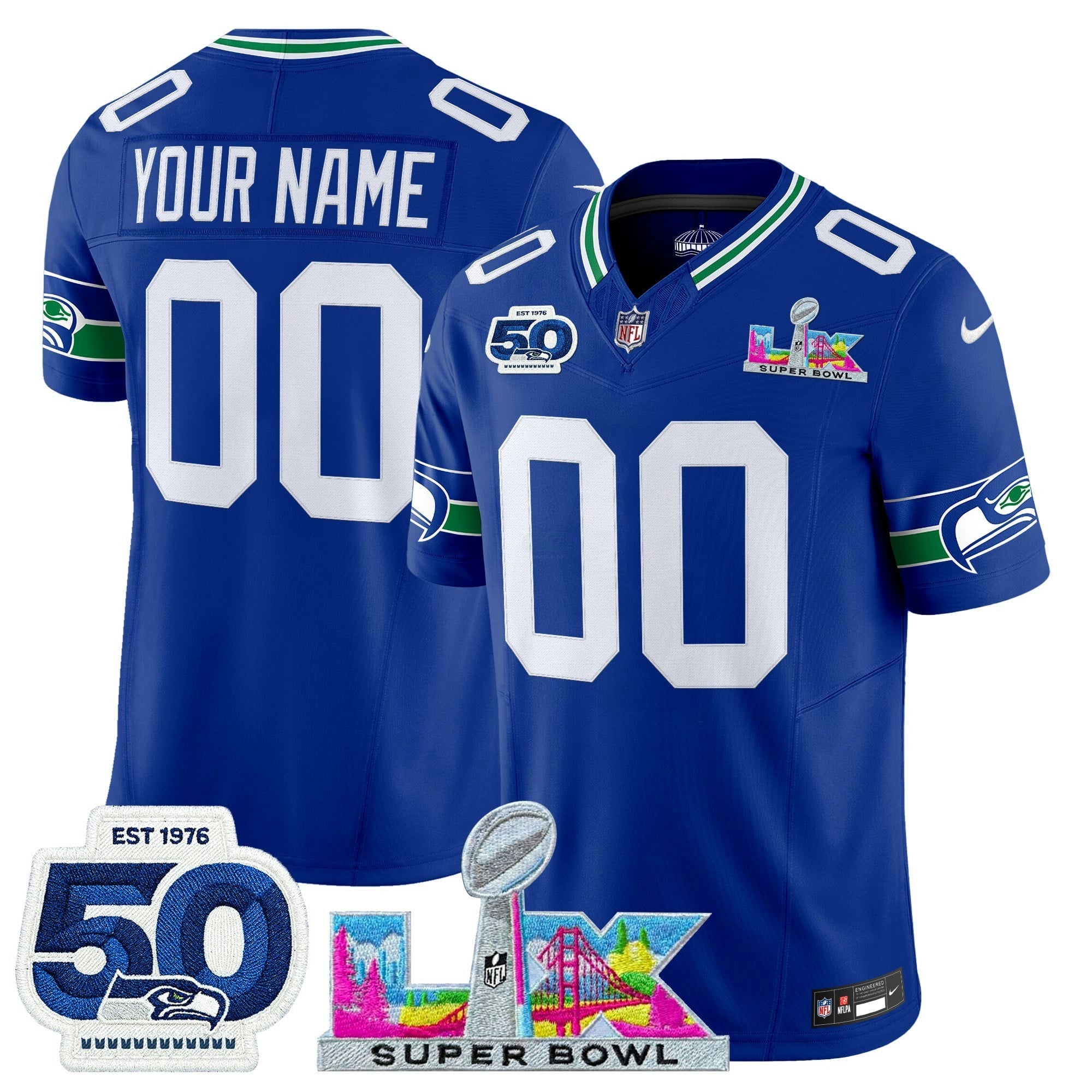 Camisa NFL Seattle “Super Bowl LX & 50th Patch” Vapor Limited Jersey