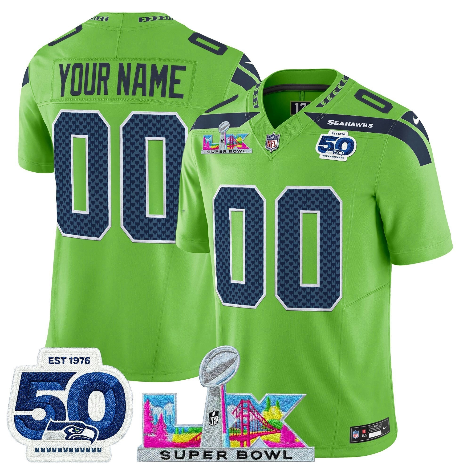 Camisa NFL Seattle “Super Bowl LX & 50th Patch” Vapor Limited Jersey