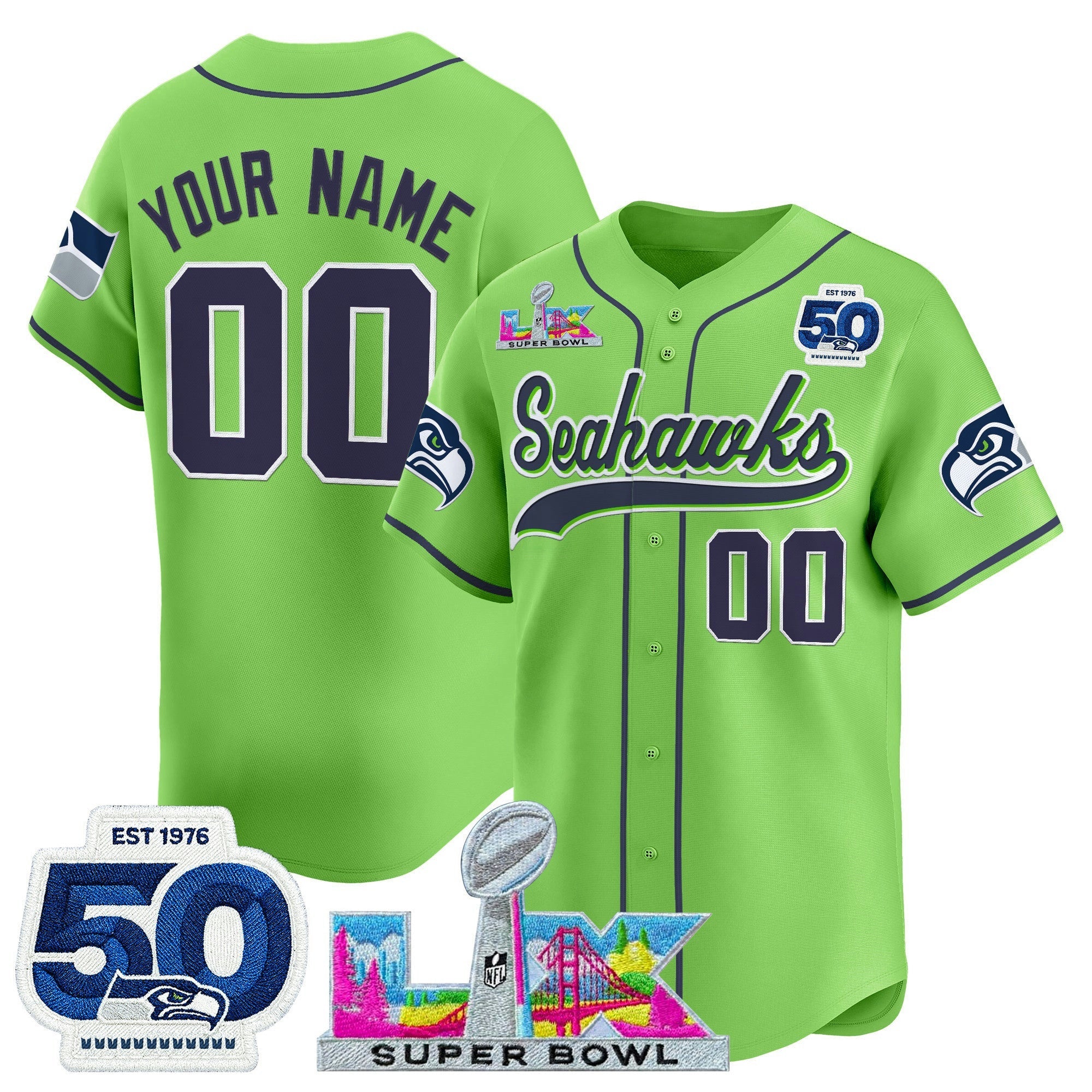 Camisa NFL Seattle “Super Bowl LX & United States 250th Anniversary Patch” Vapor Jersey