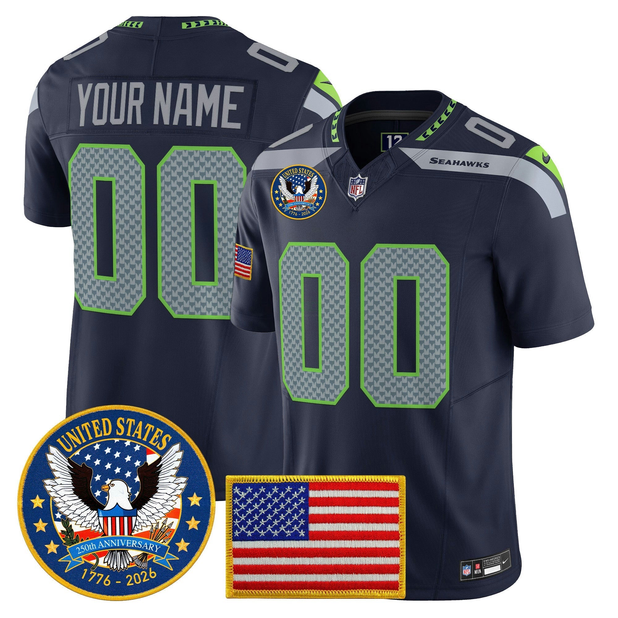 Camisa NFL Seattle “United States 250th Anniversary Patch” Vapor Limited Jersey