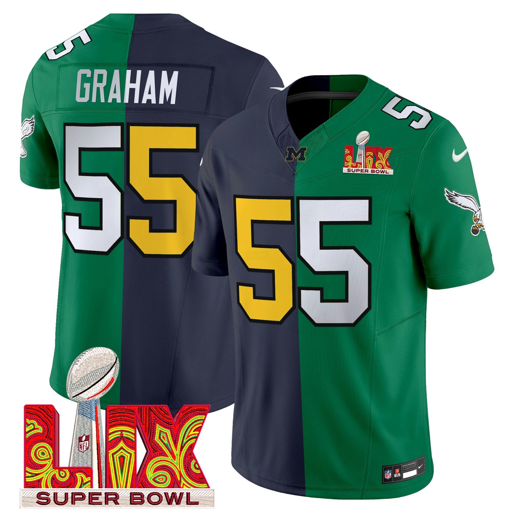 Camisa NFL Split Philadelphia Super Bowl LIX & College Football Vapor Limited Jersey