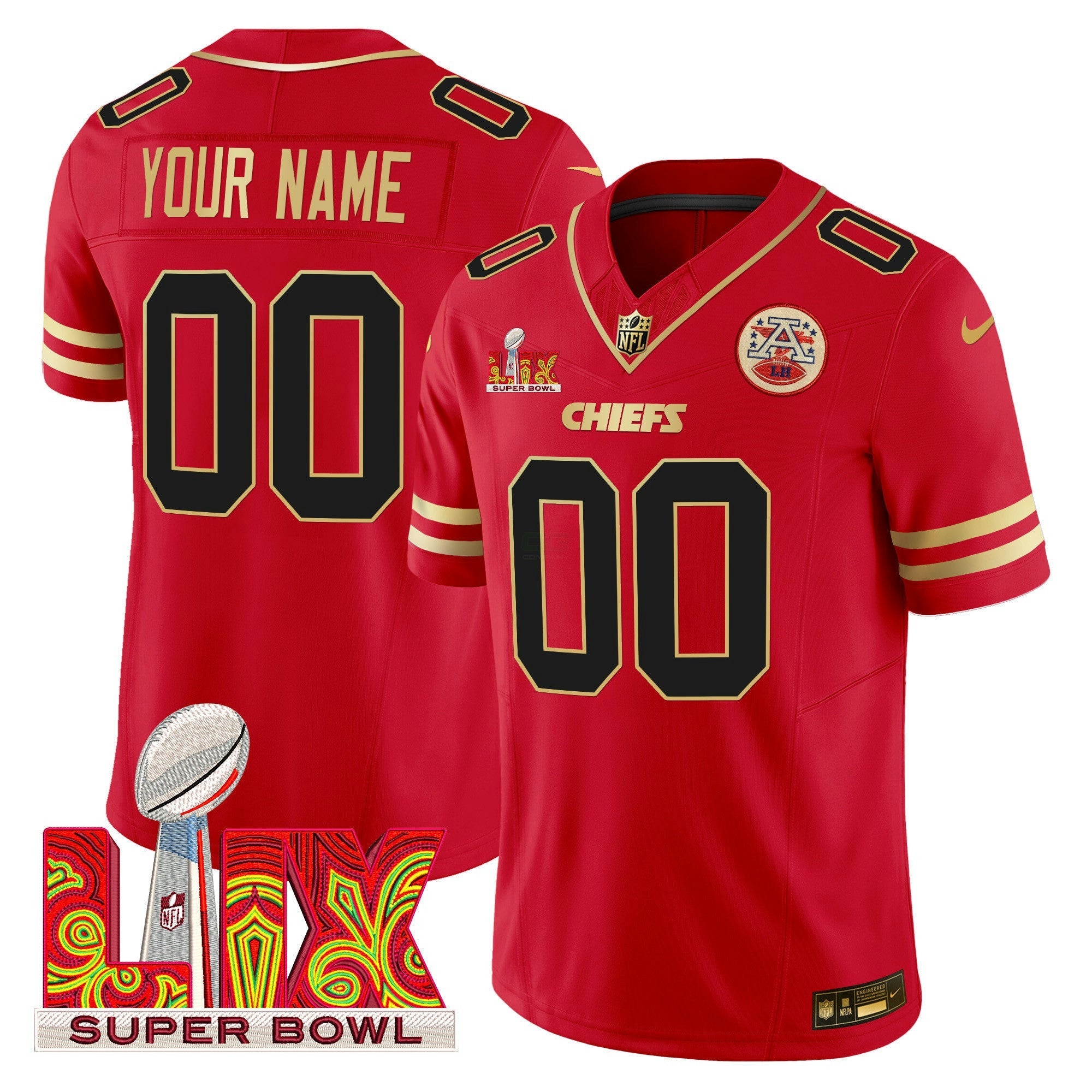 Camisa NFL Super Bowl LIX Patch Dourada Trim Vapor Limited Jersey